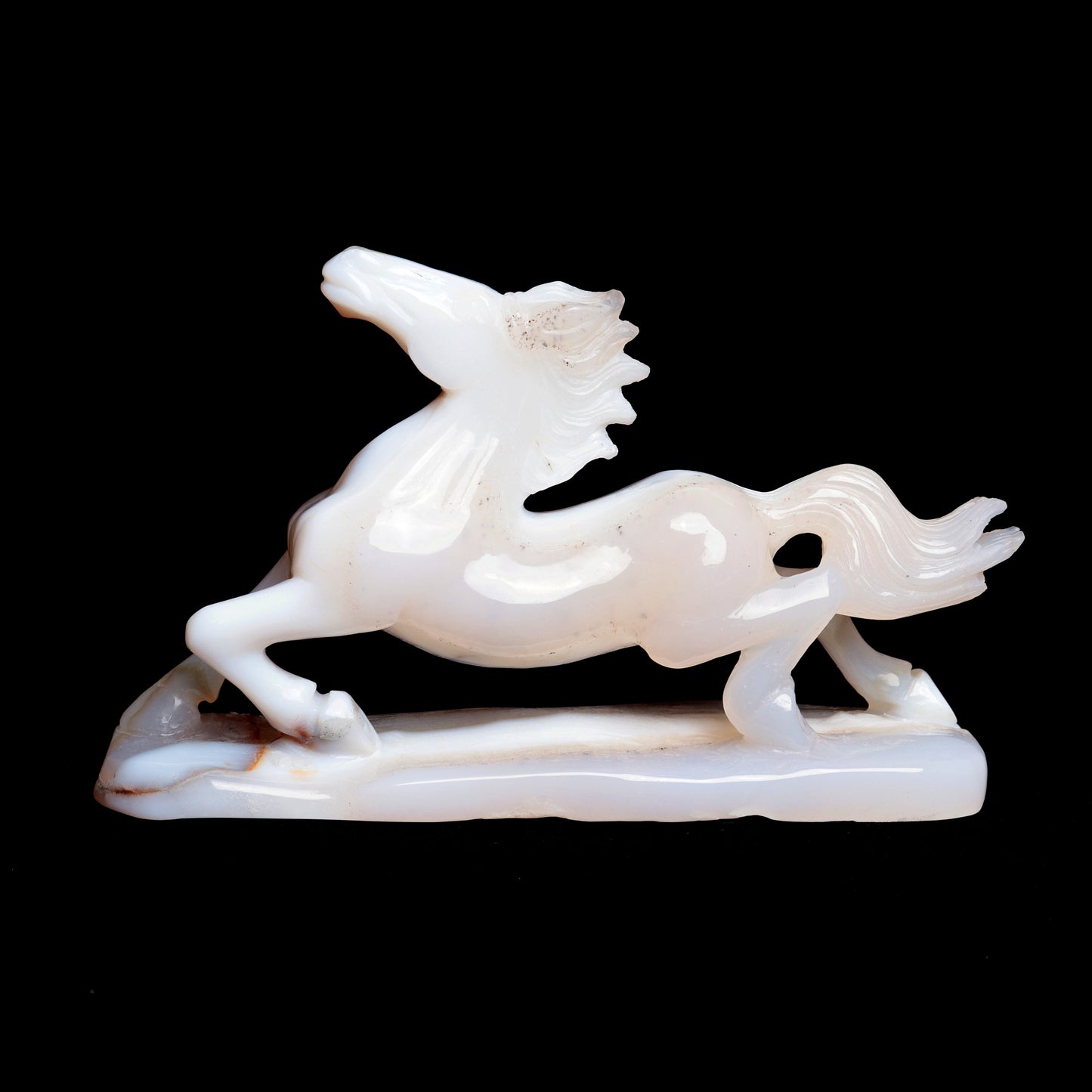 8" Madagascar White Agate Carved Horse Sculpture Realistic Crystal Healing Quartz Decor