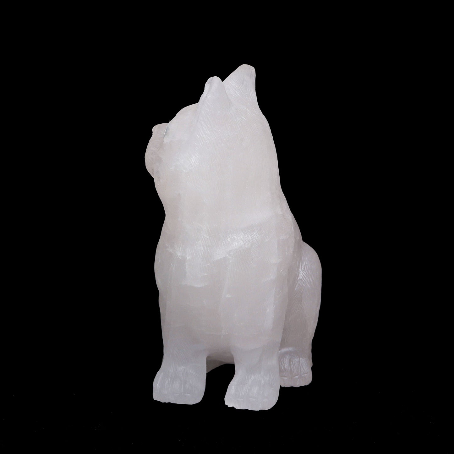 6.6Lb Clear Quartz Carved Cat Sculpture Realistic Crystal Healing Quartz Decor