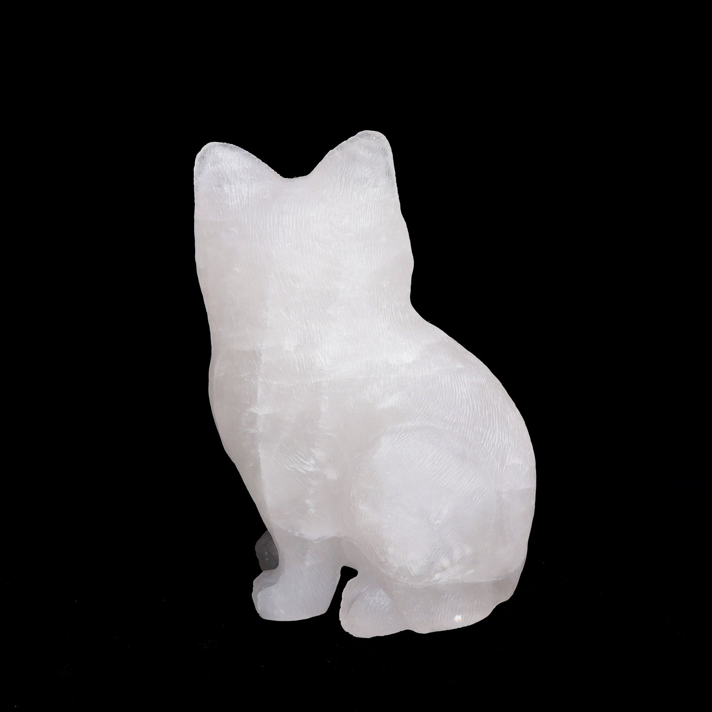 6.6Lb Clear Quartz Carved Cat Sculpture Realistic Crystal Healing Quartz Decor