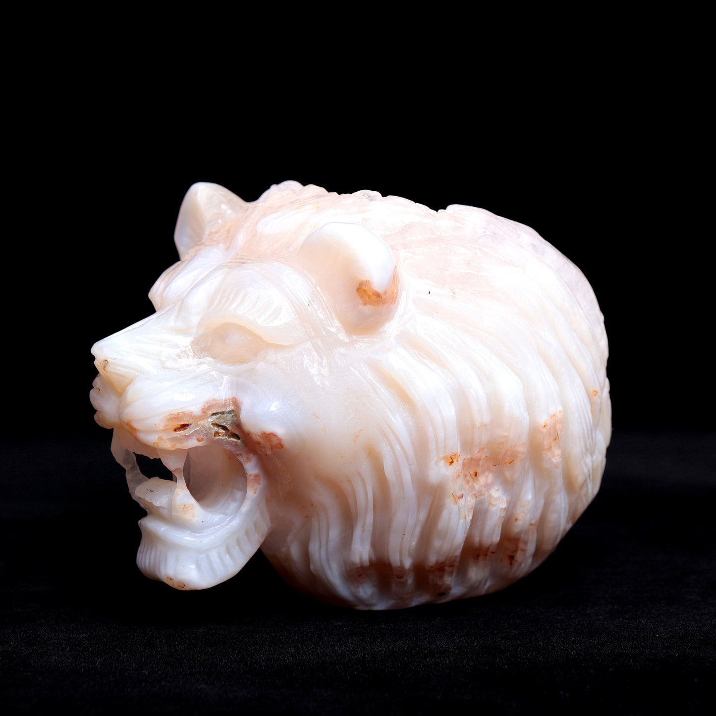 4.5" Druzy Agate Crystal Lion Head Figurine Realistic Decor