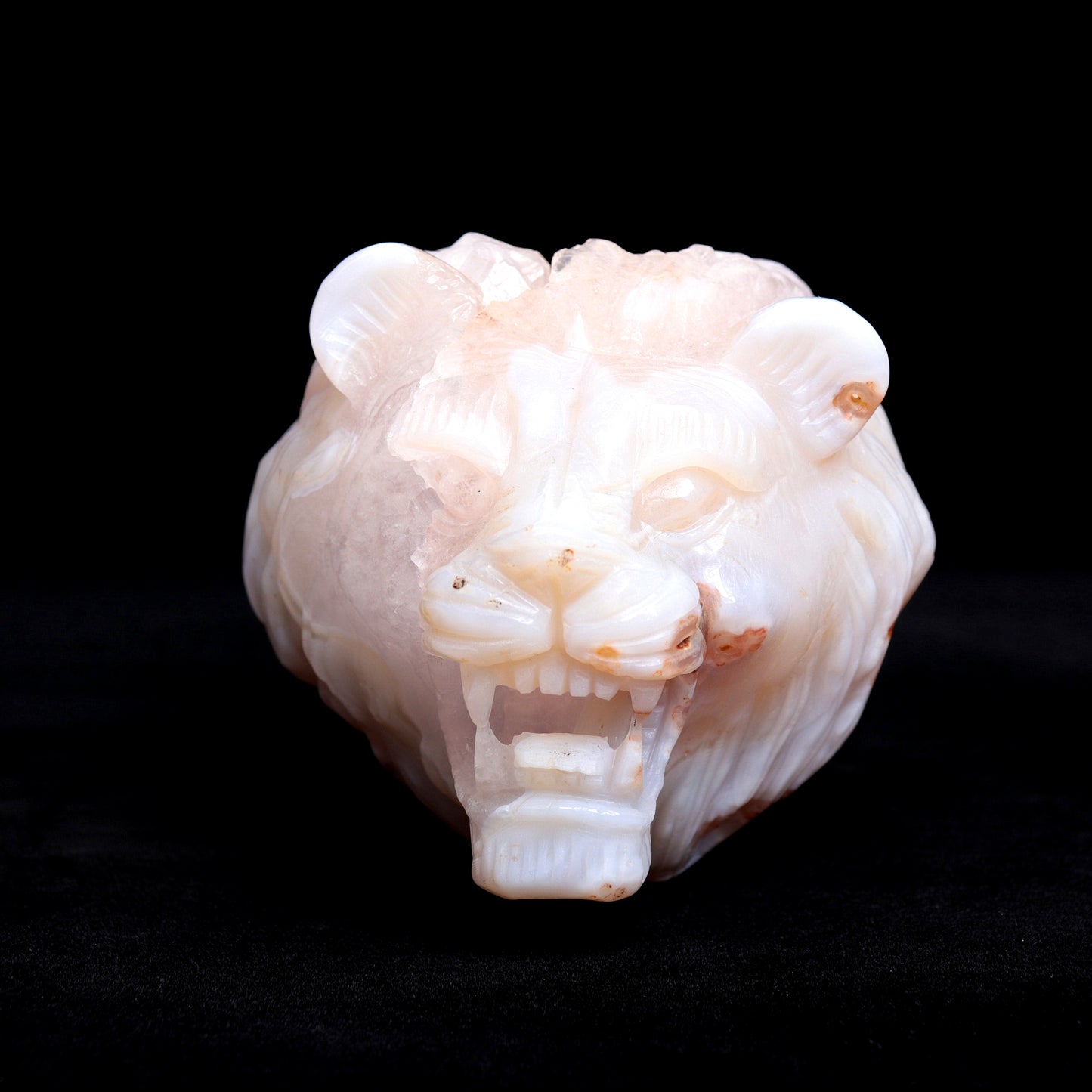 4.5" Druzy Agate Crystal Lion Head Figurine Realistic Decor