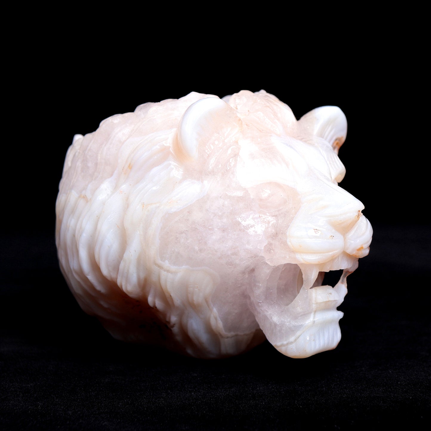 4.5" Druzy Agate Crystal Lion Head Figurine Realistic Decor
