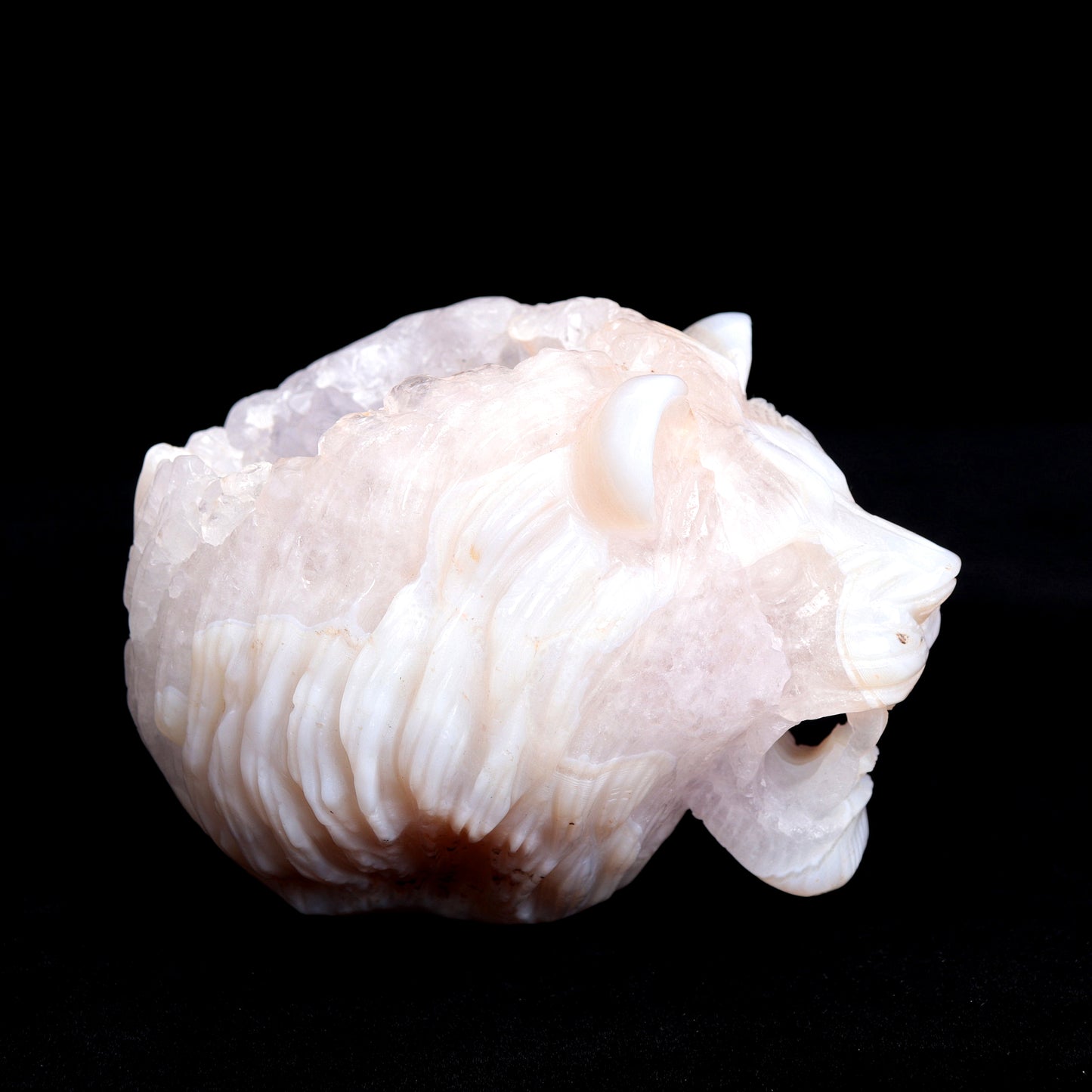4.5" Druzy Agate Crystal Lion Head Figurine Realistic Decor
