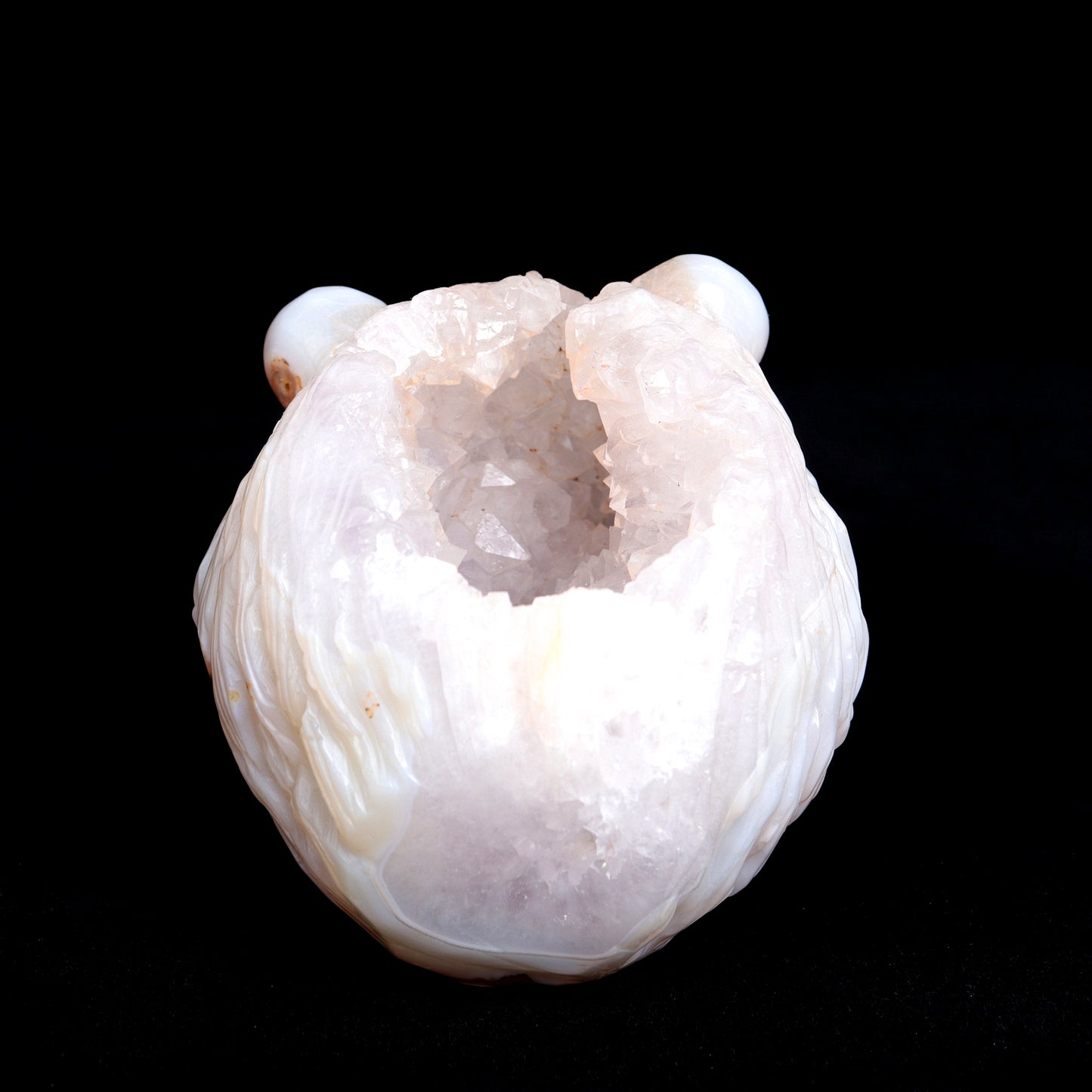 4.5" Druzy Agate Crystal Lion Head Figurine Realistic Decor