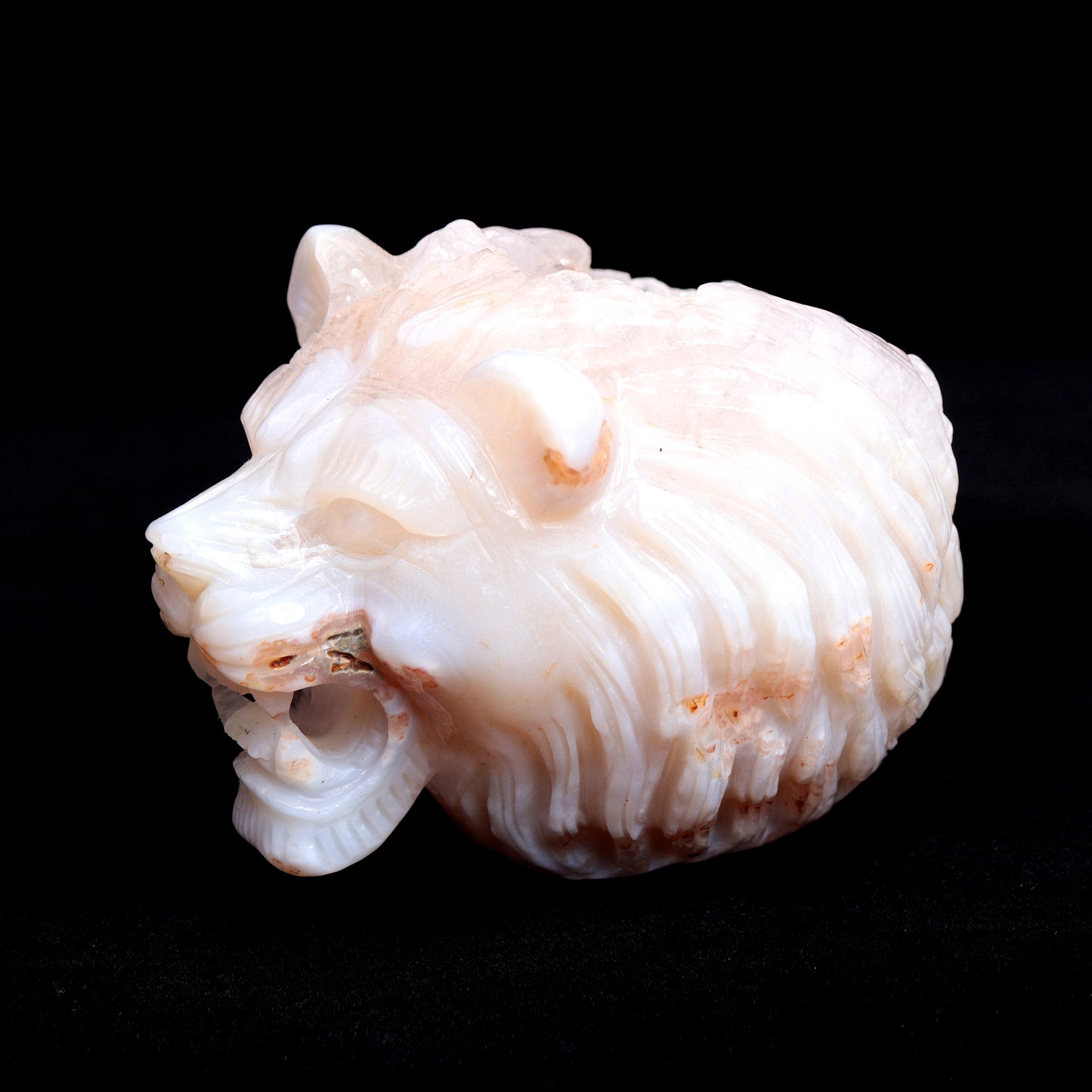 4.5" Druzy Agate Crystal Lion Head Figurine Realistic Decor