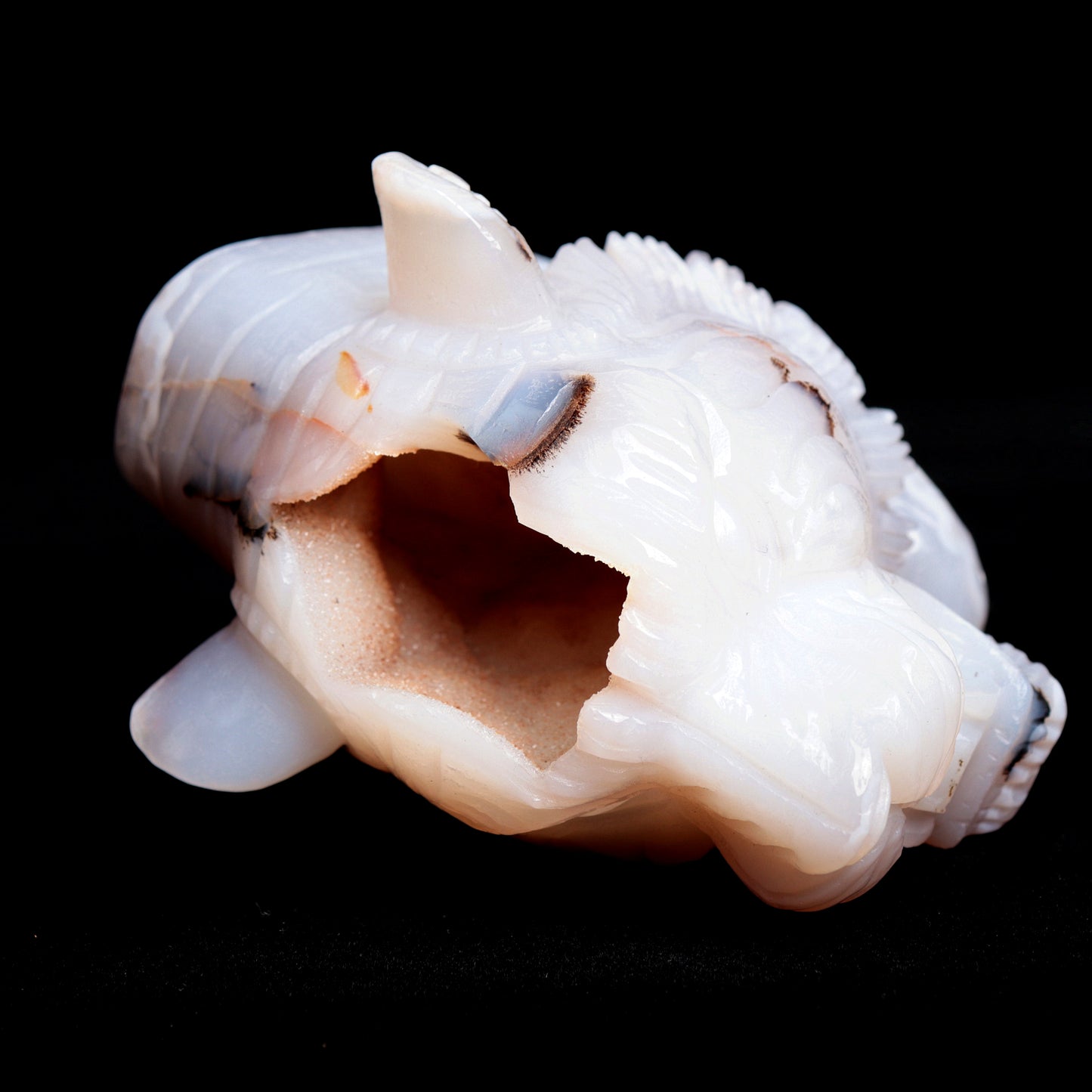 4.5" Druzy Agate Crystal Tiger Head Figurine Realistic Quartz Decor