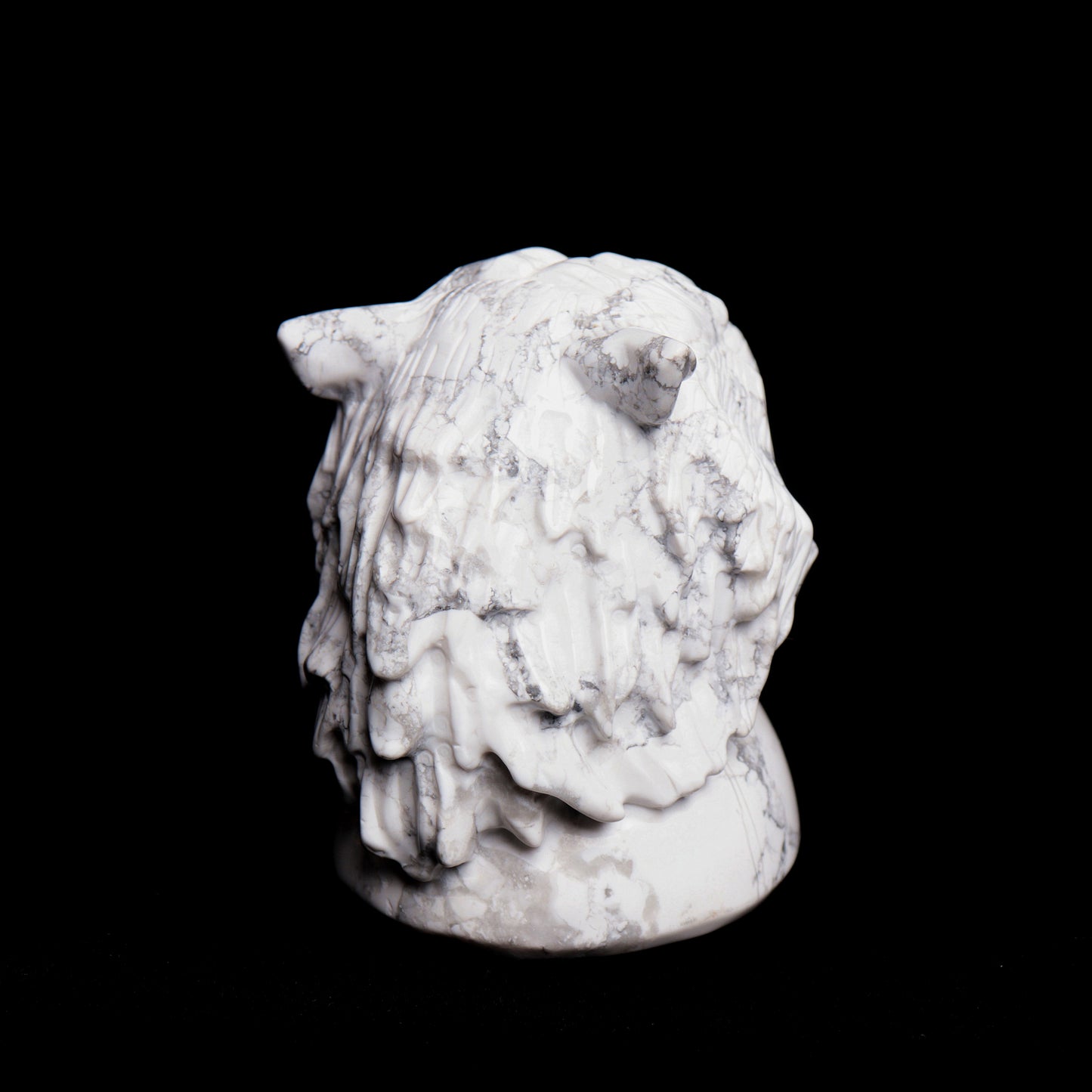 3" Howlite Carved Tiger Head Figurine Realistic Crystal Healing Quartz Decor