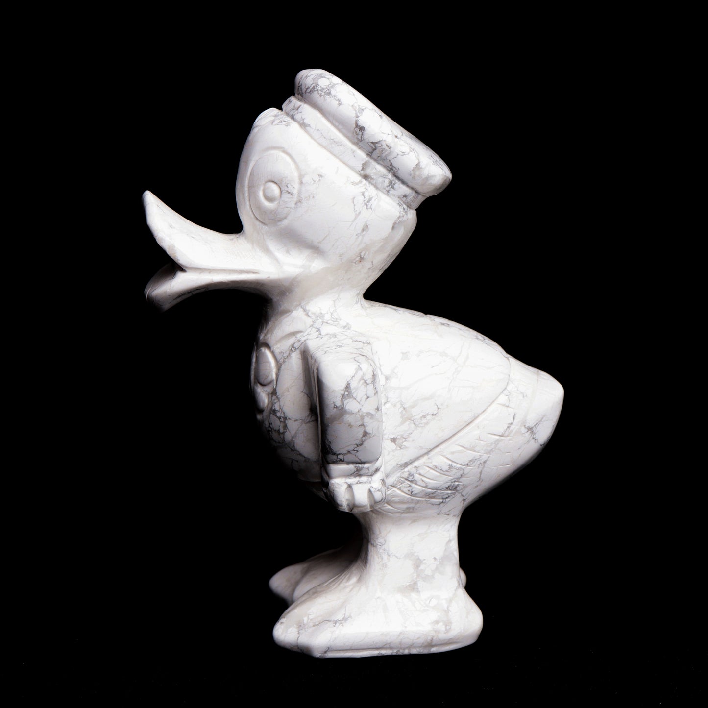 5.8" Howlite Carved Donald Duck Figurine Realistic Crystal Healing Quartz Decor