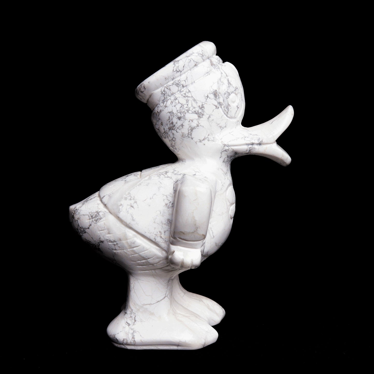 5.8" Howlite Carved Donald Duck Figurine Realistic Crystal Healing Quartz Decor