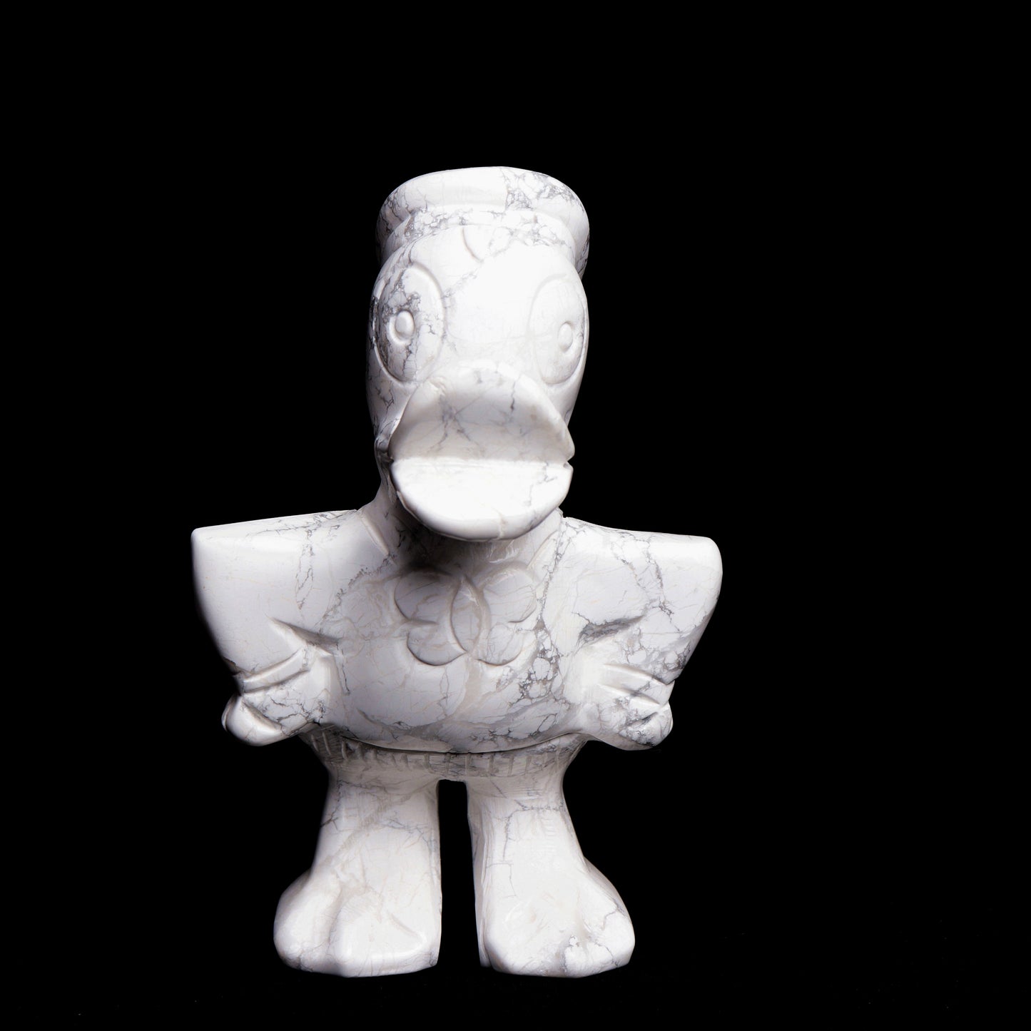 5.8" Howlite Carved Donald Duck Figurine Realistic Crystal Healing Quartz Decor