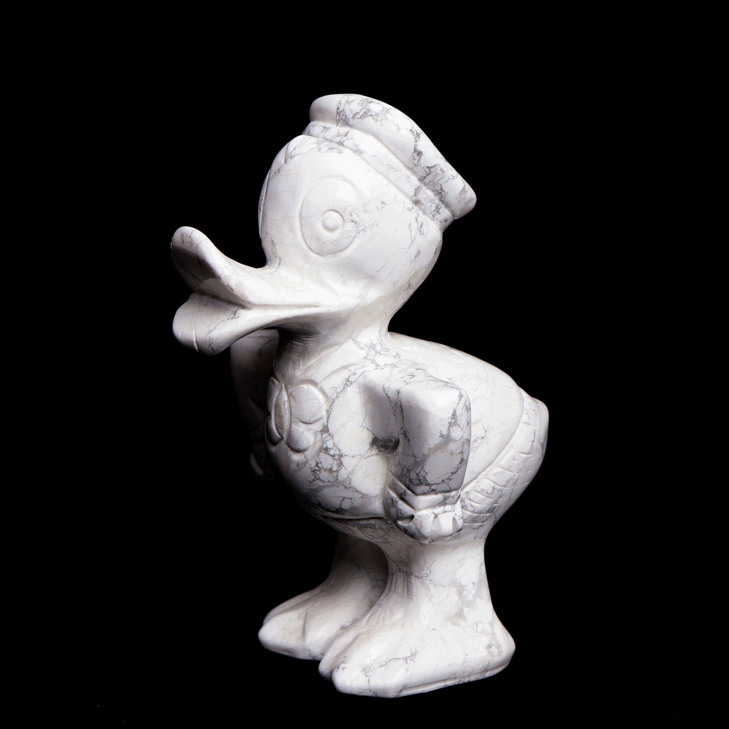 5.8" Howlite Carved Donald Duck Figurine Realistic Crystal Healing Quartz Decor