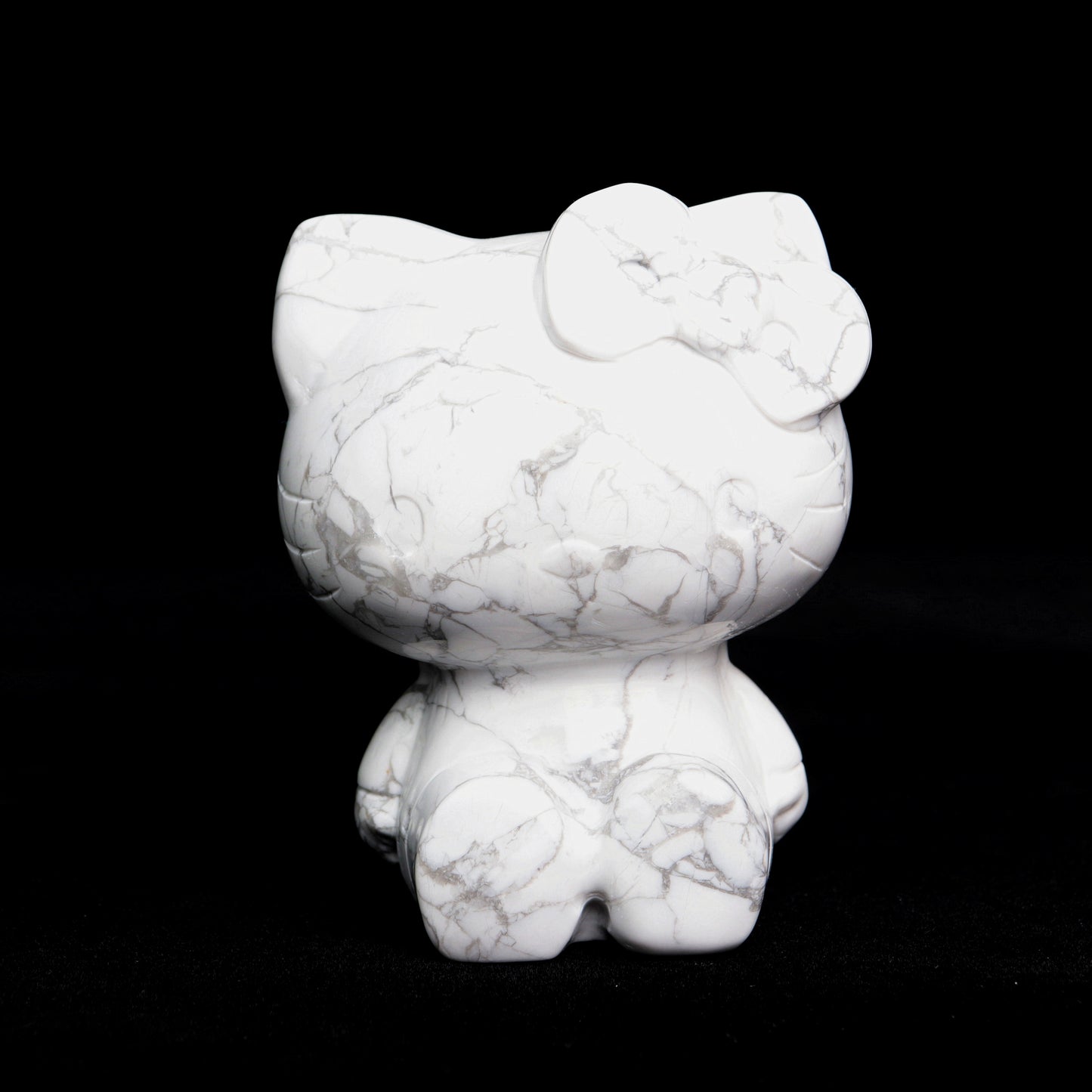 4" Howlite Crystal Kitty Figurine Healing Quartz Decor