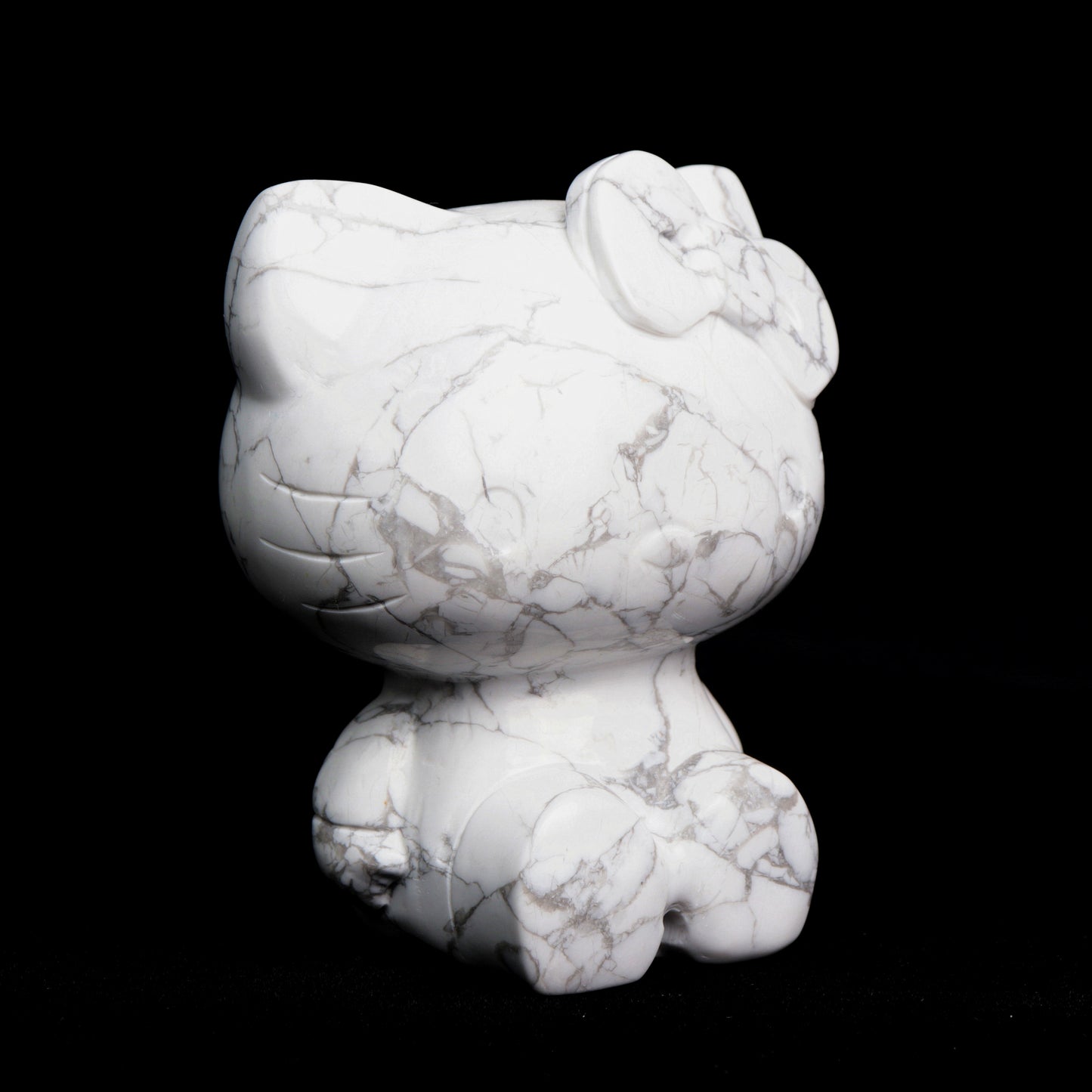 4" Howlite Crystal Kitty Figurine Healing Quartz Decor