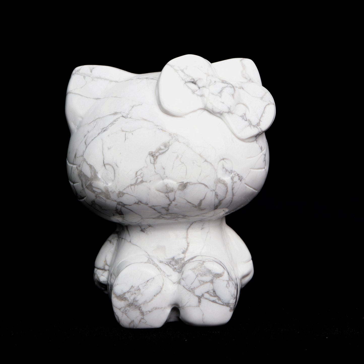 4" Howlite Crystal Kitty Figurine Healing Quartz Decor