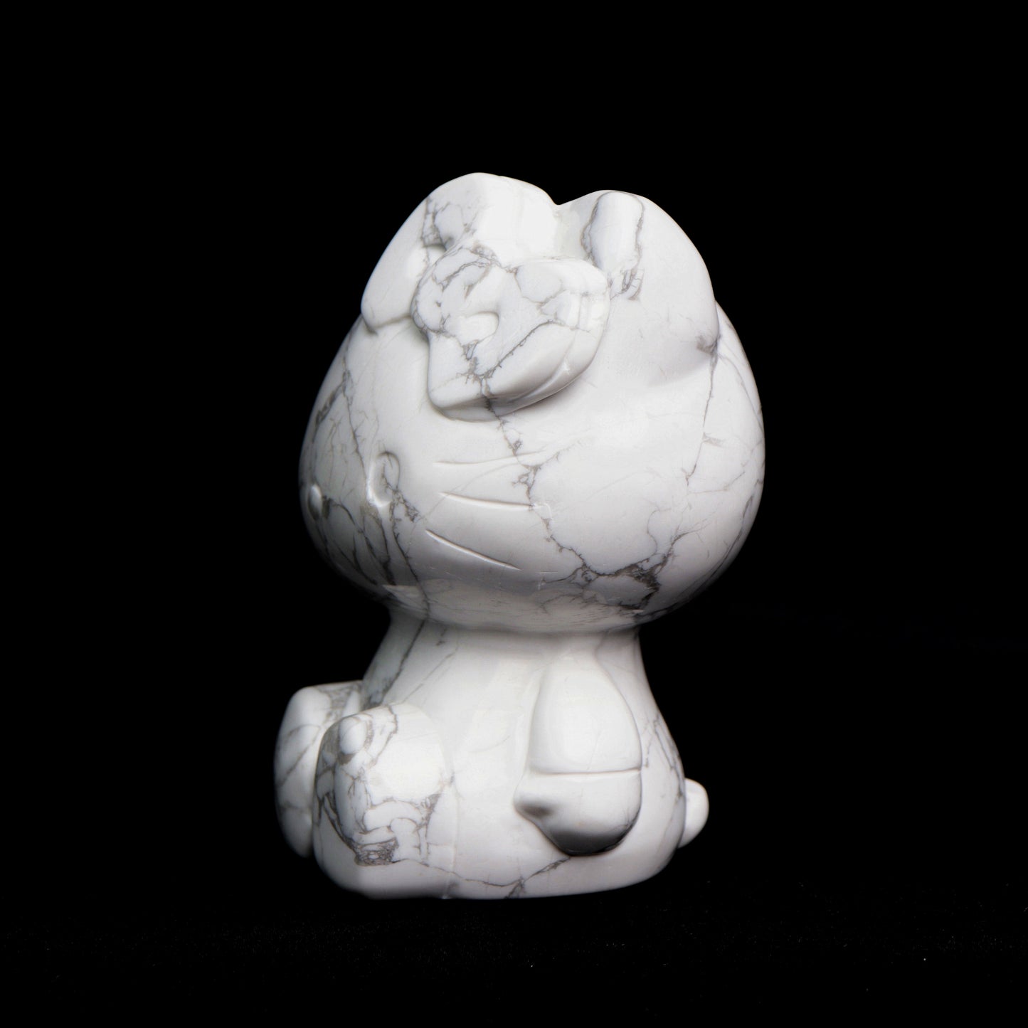 4" Howlite Crystal Kitty Figurine Healing Quartz Decor