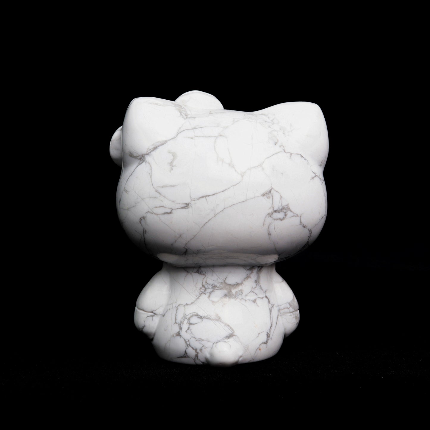 4" Howlite Crystal Kitty Figurine Healing Quartz Decor