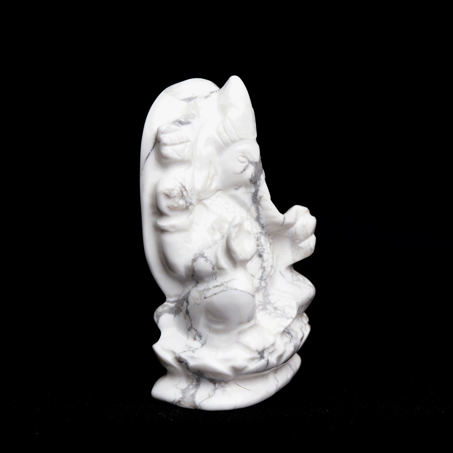 3" Howlite Crystal Ganesh Figurine Healing Quartz Decor