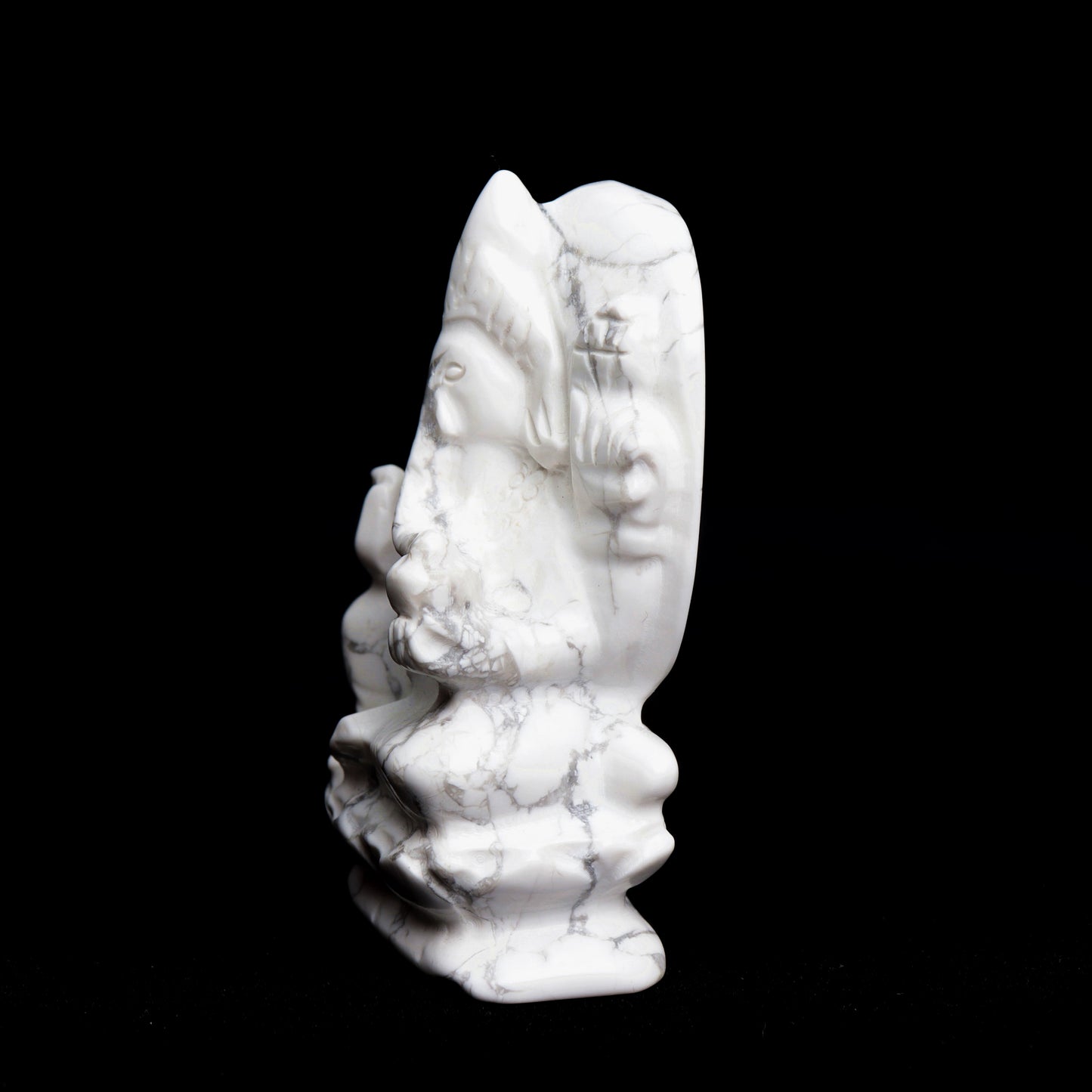 3" Howlite Crystal Ganesh Figurine Healing Quartz Decor