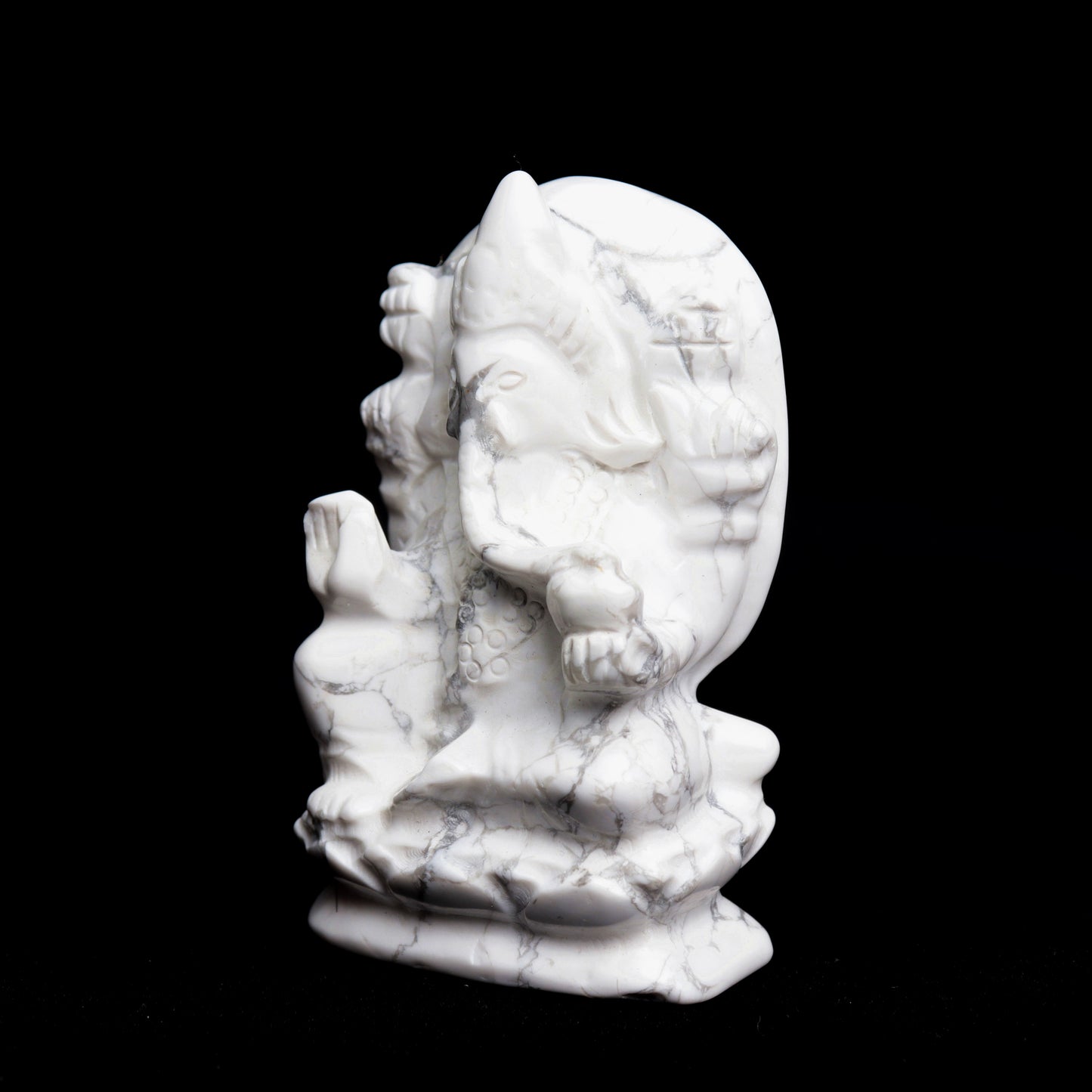 3" Howlite Crystal Ganesh Figurine Healing Quartz Decor
