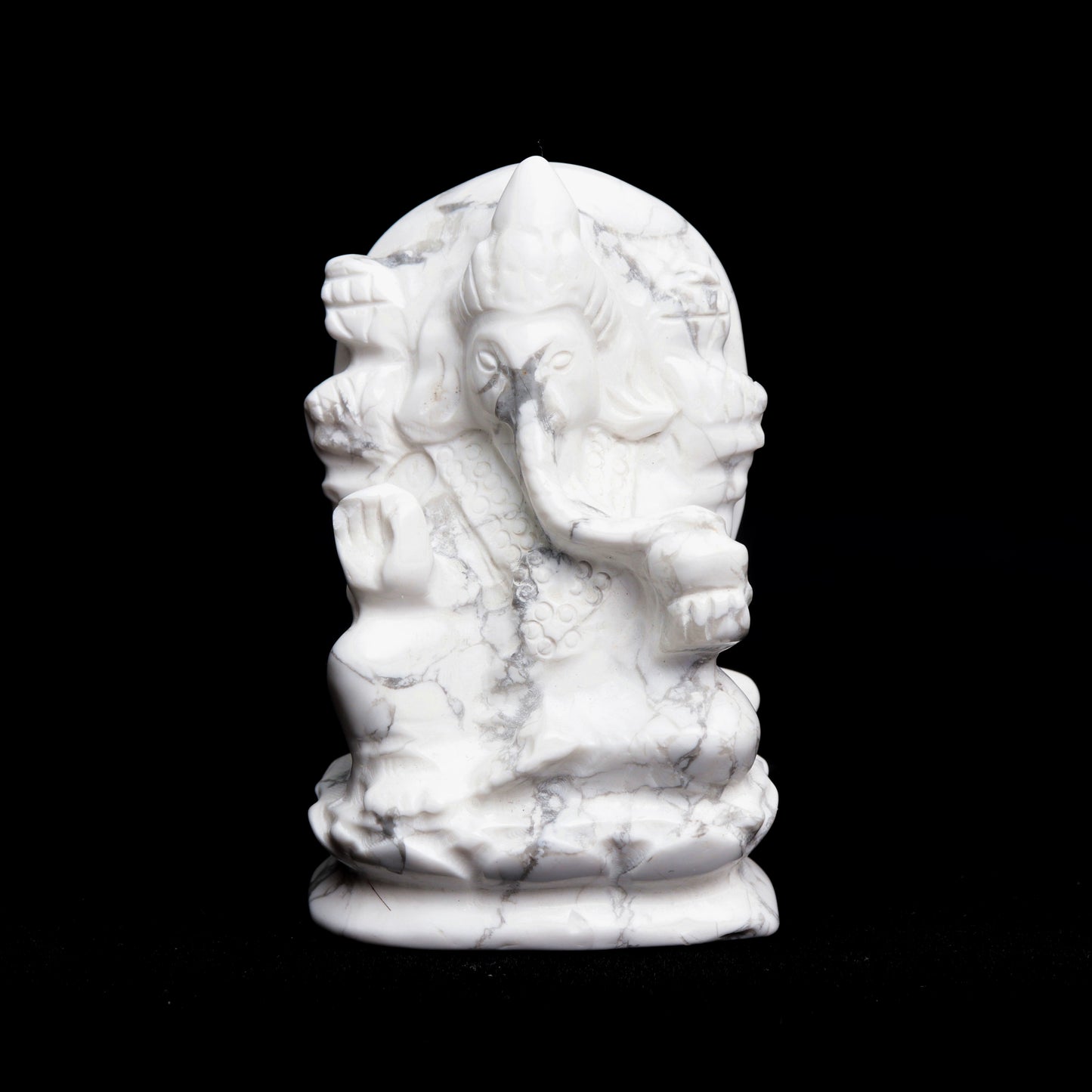 3" Howlite Crystal Ganesh Figurine Healing Quartz Decor