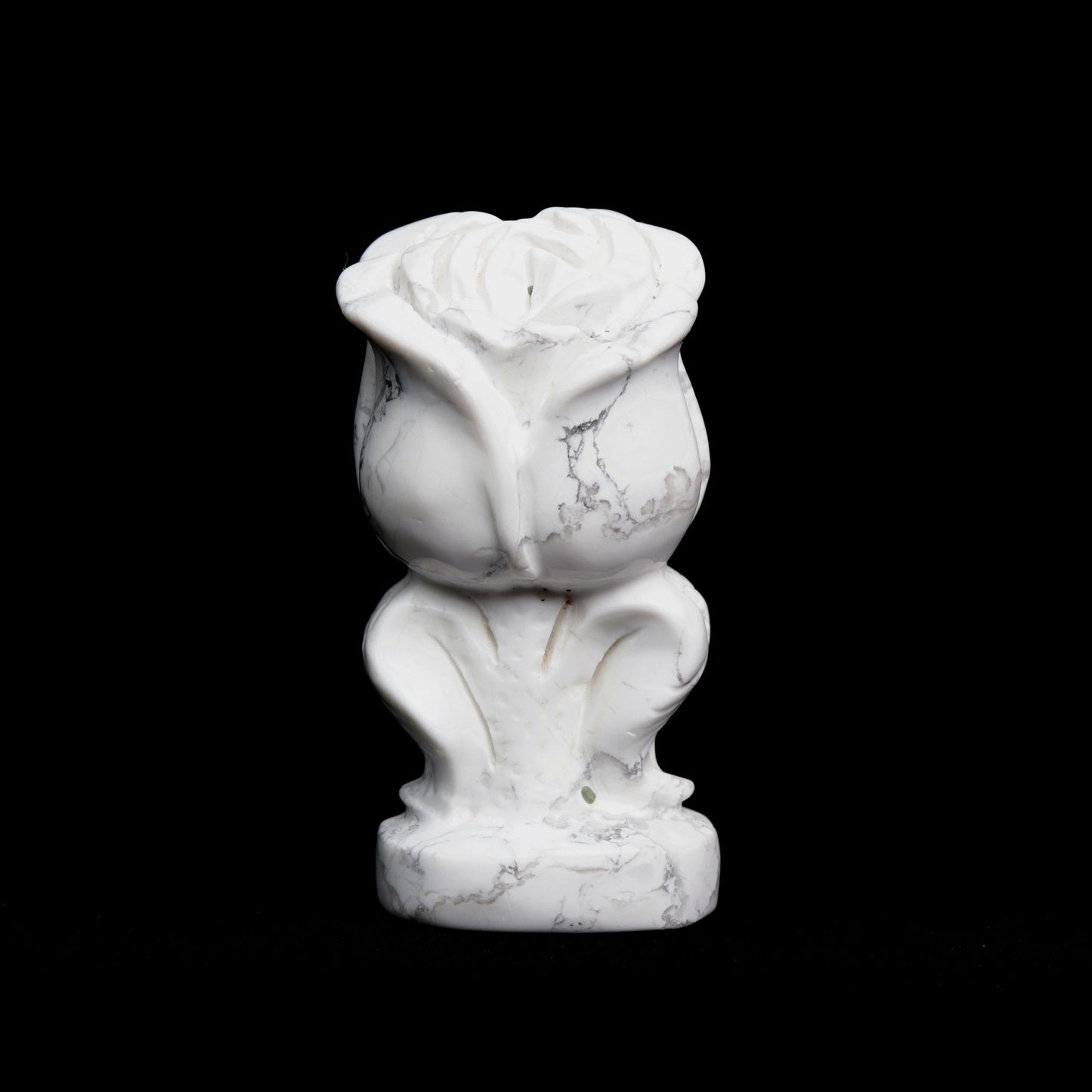 3" Howlite Carved Rose Flower Figurine Crystal Healing Quartz Decor