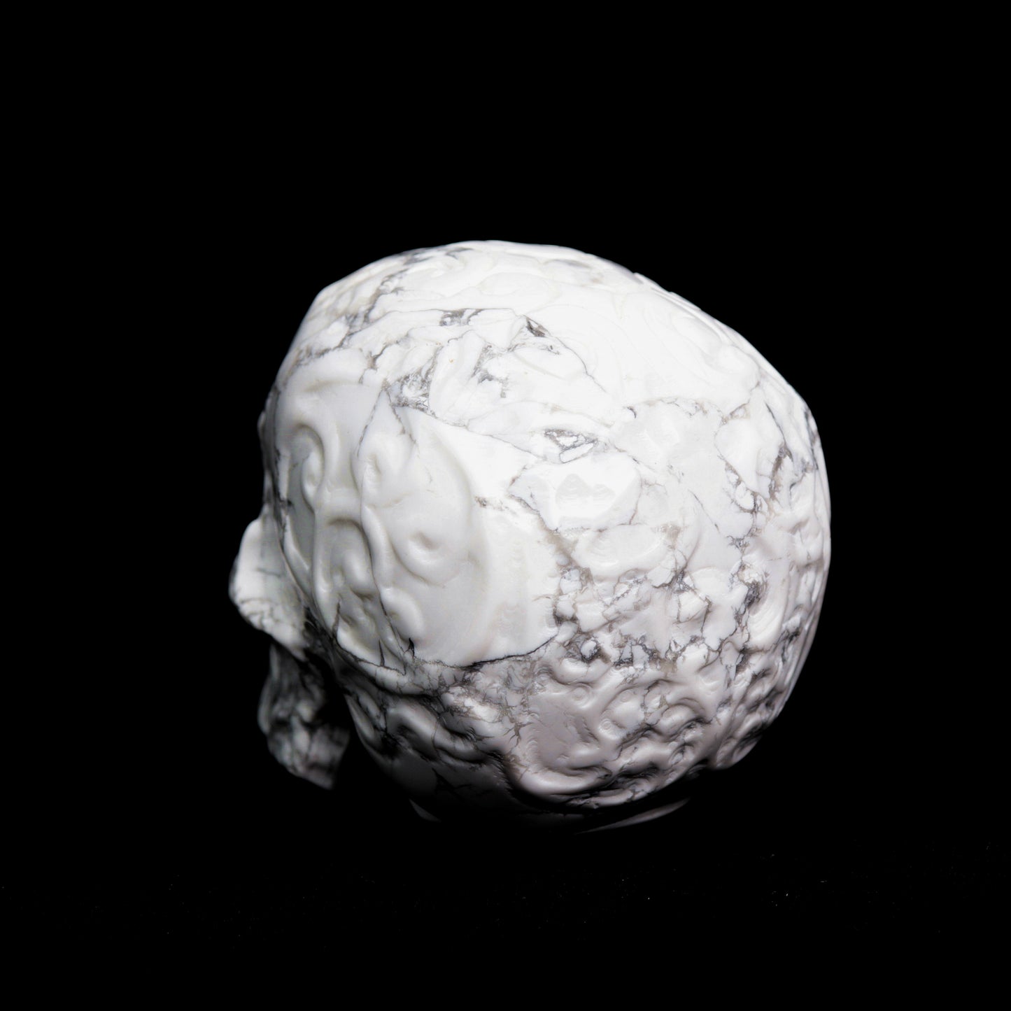 3" Howlite Carved Sugar Flower Crystal Skull Healing Quartz Decor Reiki