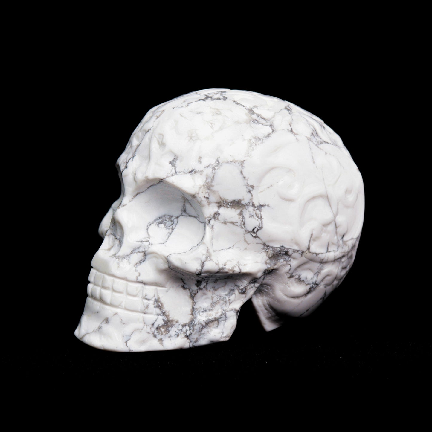 3" Howlite Carved Sugar Flower Crystal Skull Healing Quartz Decor Reiki