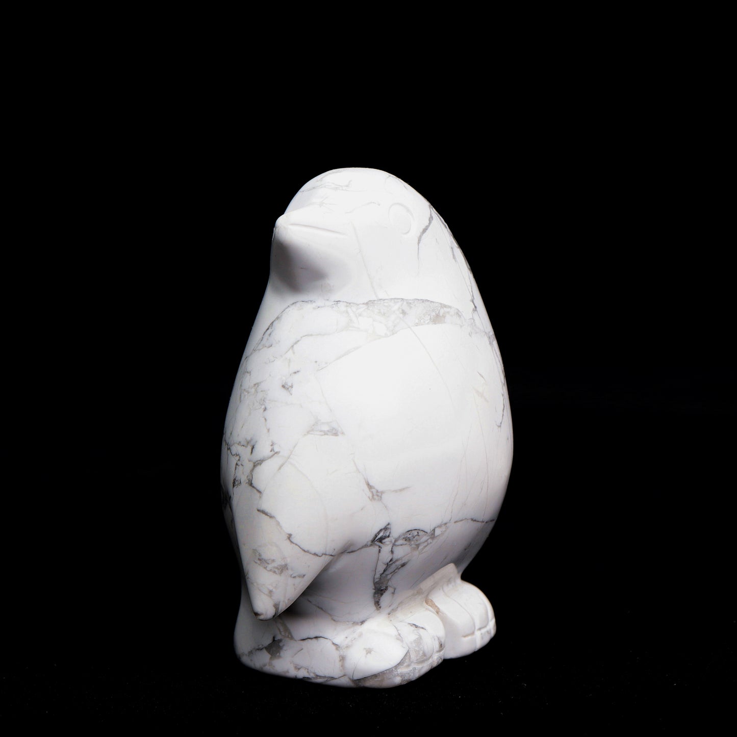 3.5" Howlite Carved Crystal Penguin Figurine Healing Quartz Decor