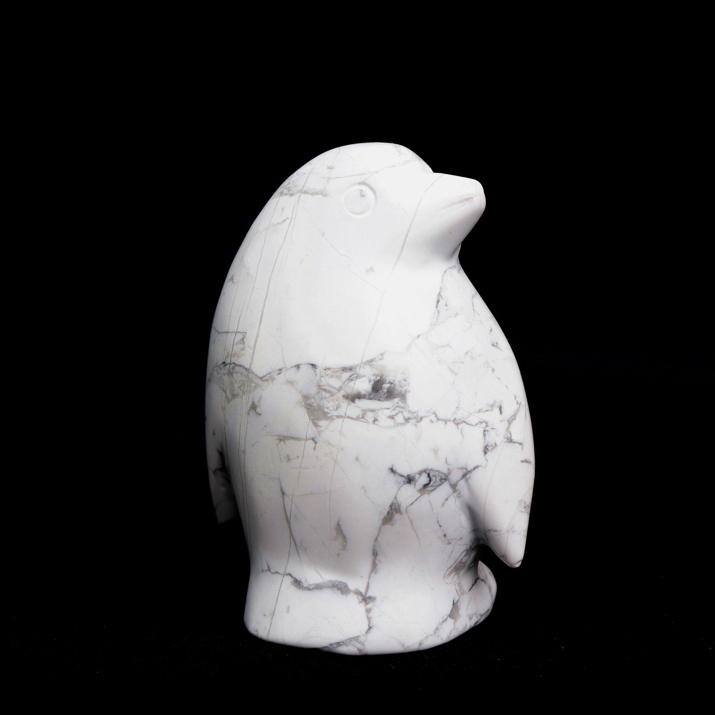3.5" Howlite Carved Crystal Penguin Figurine Healing Quartz Decor