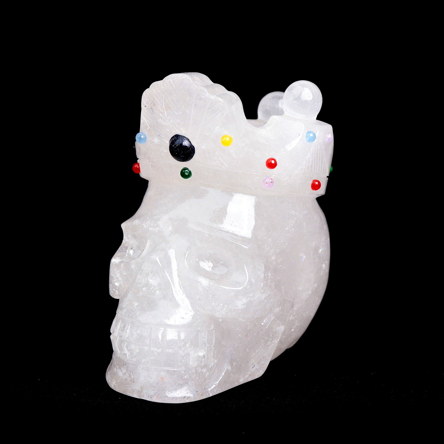 3.2lb Clear Quartz Skull King Healing Quartz Decor Reiki