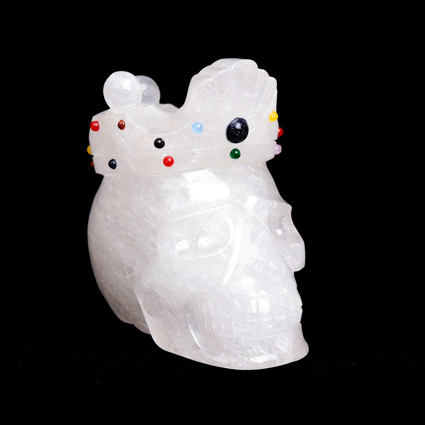 3.2lb Clear Quartz Skull King Healing Quartz Decor Reiki
