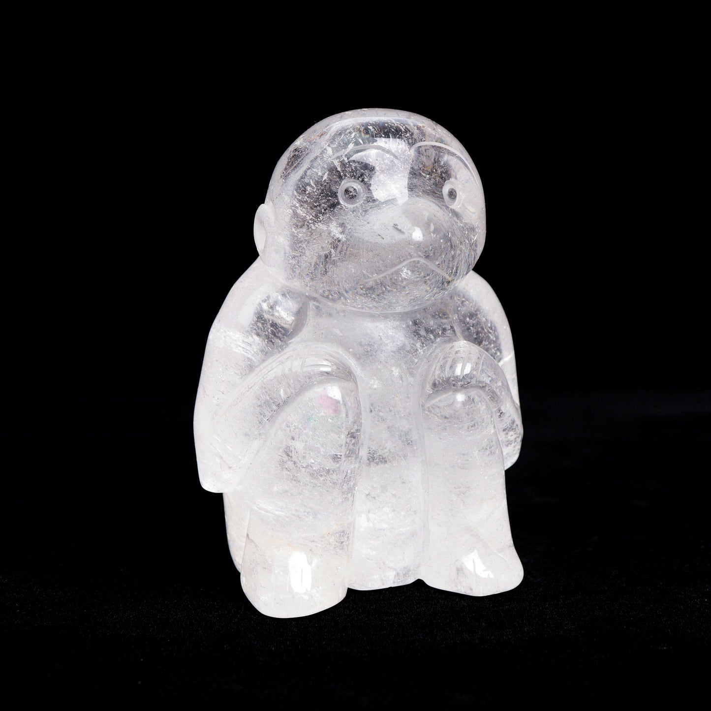 4.5" Clear Quartz Carved Monkey Figurine Realistic Crystal Healing Quartz Decor
