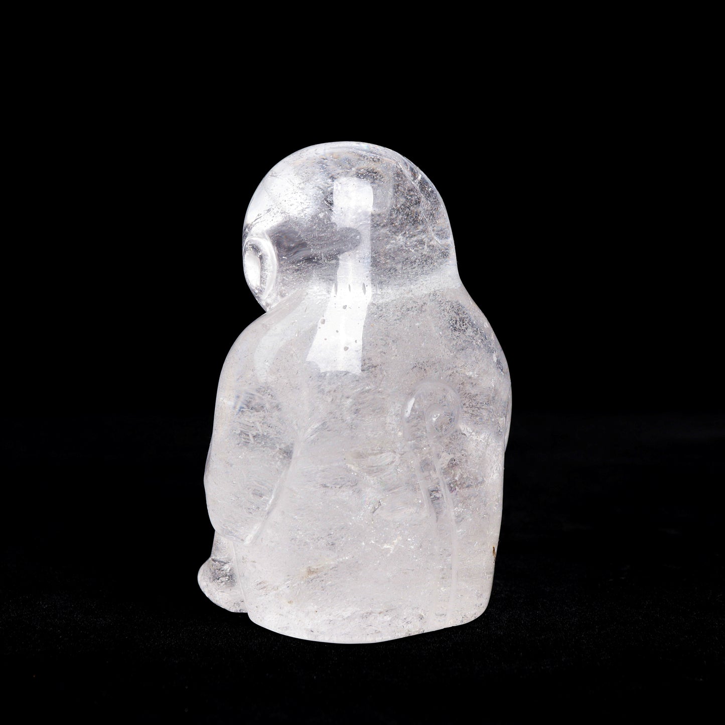 4.5" Clear Quartz Carved Monkey Figurine Realistic Crystal Healing Quartz Decor