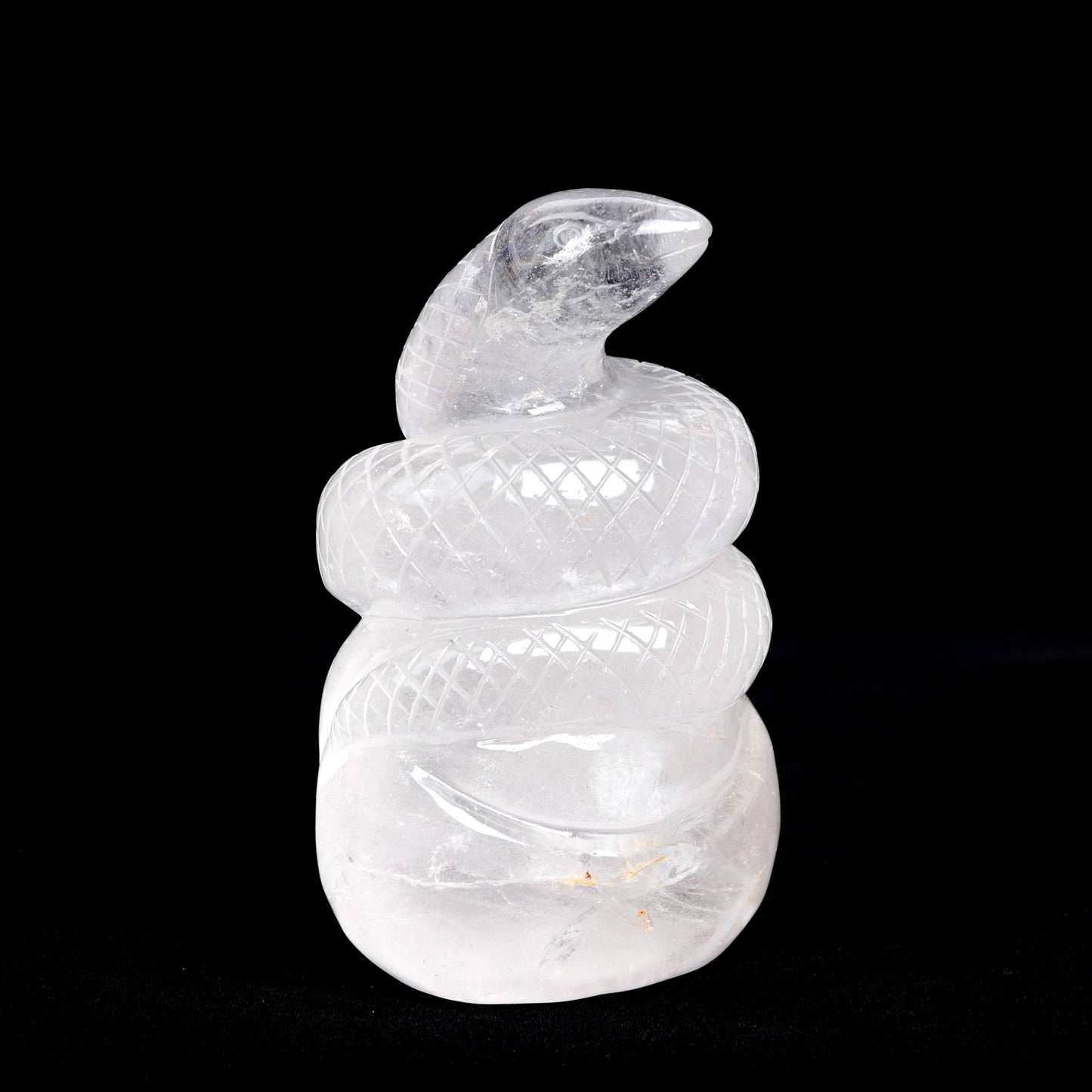 5" Clear Quartz Carved Snake Statue Realistic Crystal Healing Quartz Decor
