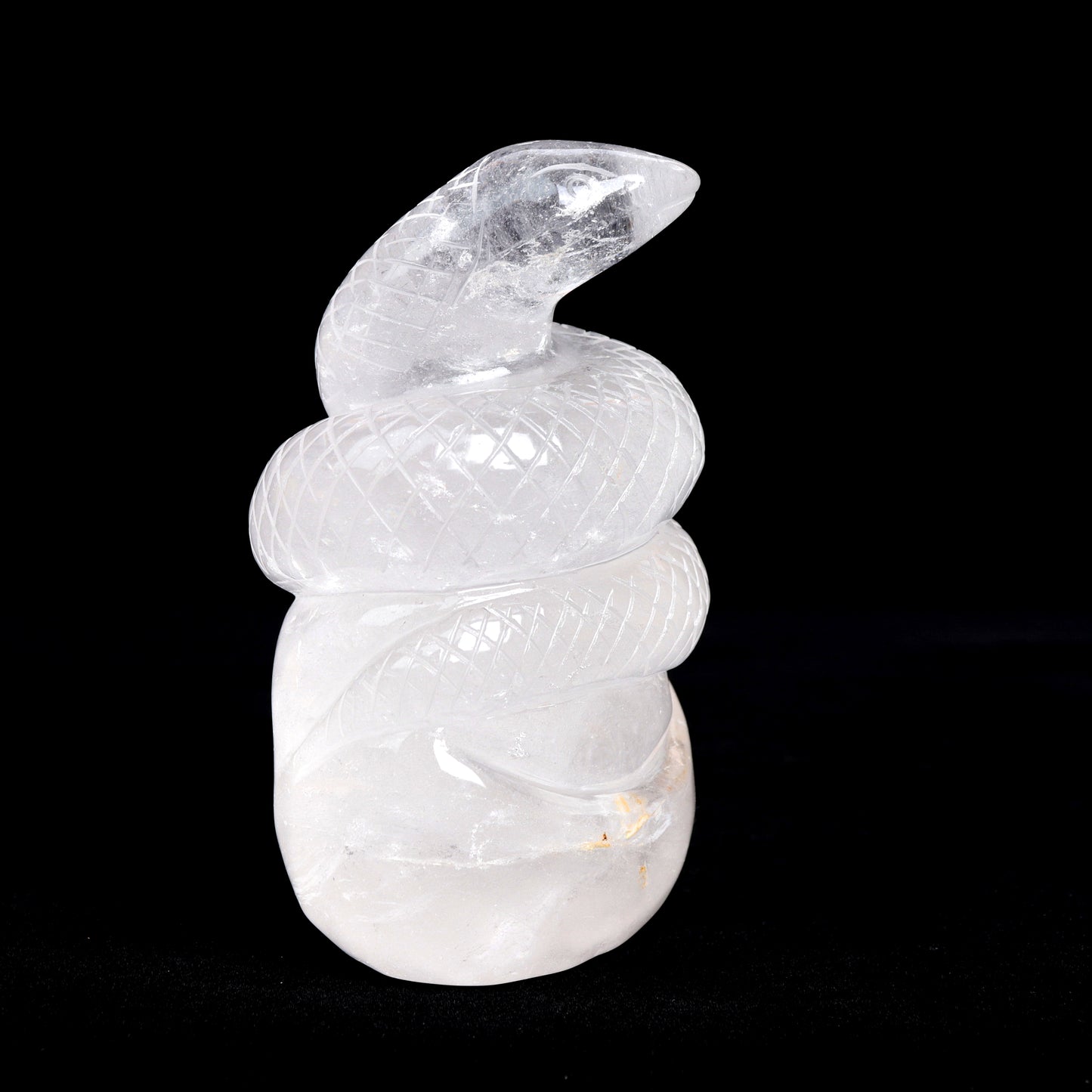 5" Clear Quartz Carved Snake Statue Realistic Crystal Healing Quartz Decor