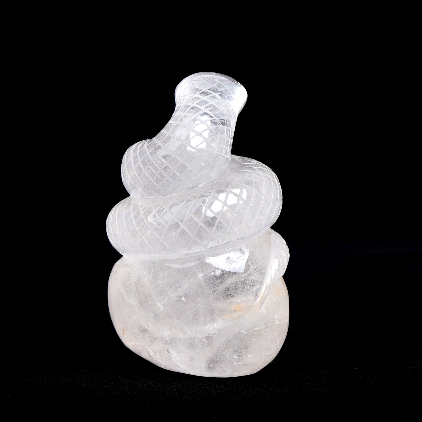 5" Clear Quartz Carved Snake Statue Realistic Crystal Healing Quartz Decor