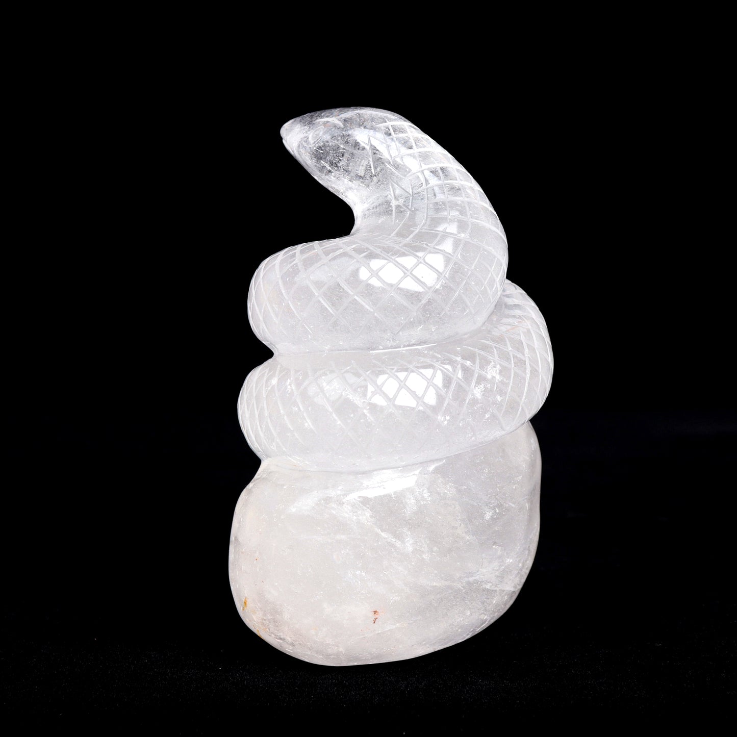 5" Clear Quartz Carved Snake Statue Realistic Crystal Healing Quartz Decor