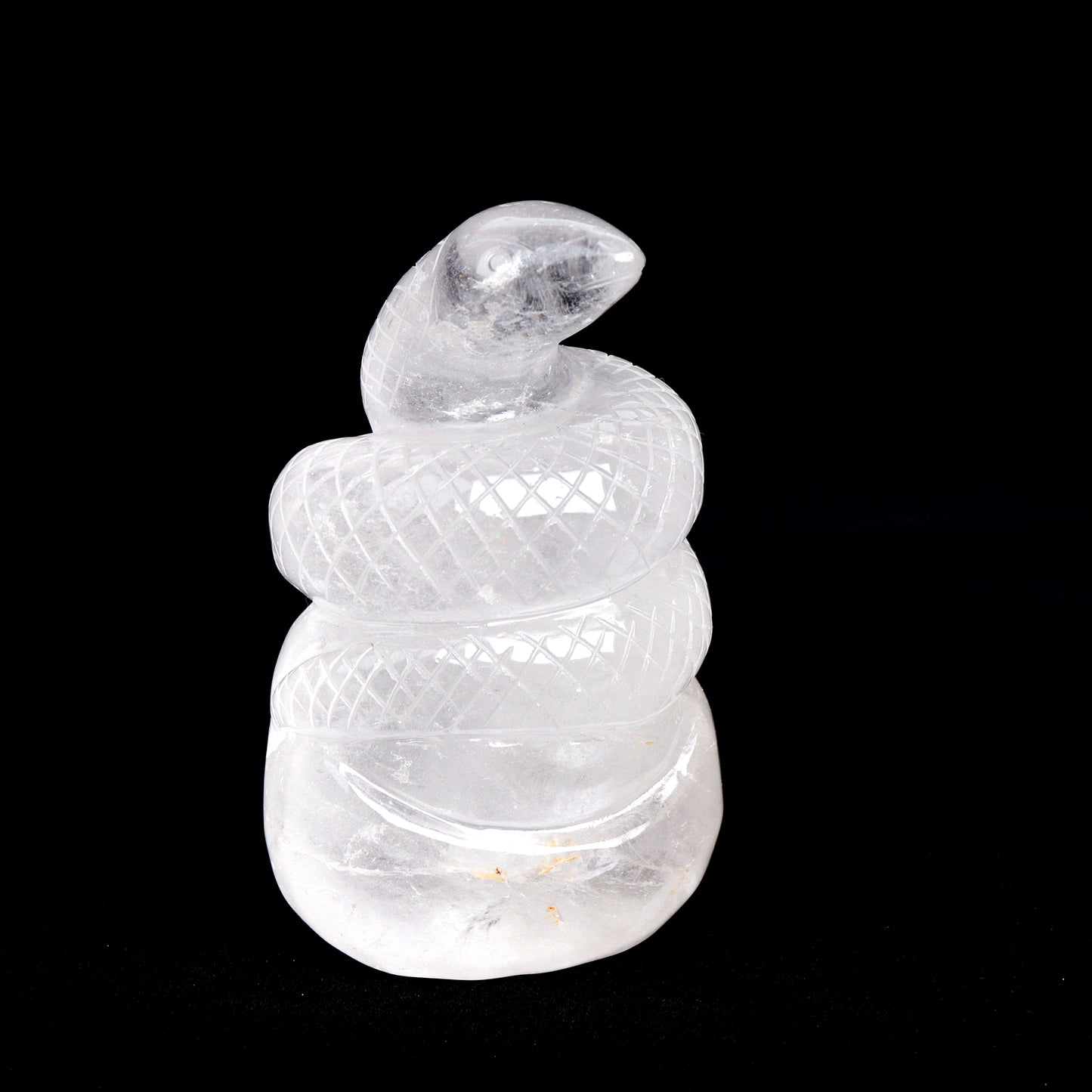 5" Clear Quartz Carved Snake Statue Realistic Crystal Healing Quartz Decor