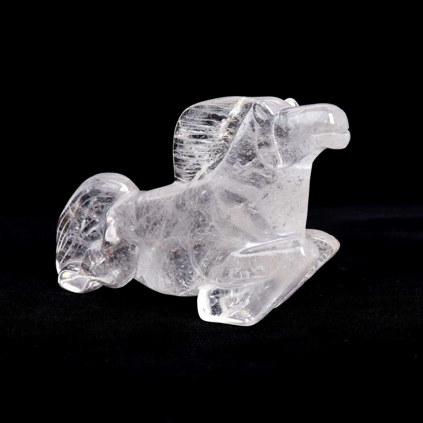 7" Clear Quartz Carved Horse Sculpture Realistic Crystal Healing Quartz Decor