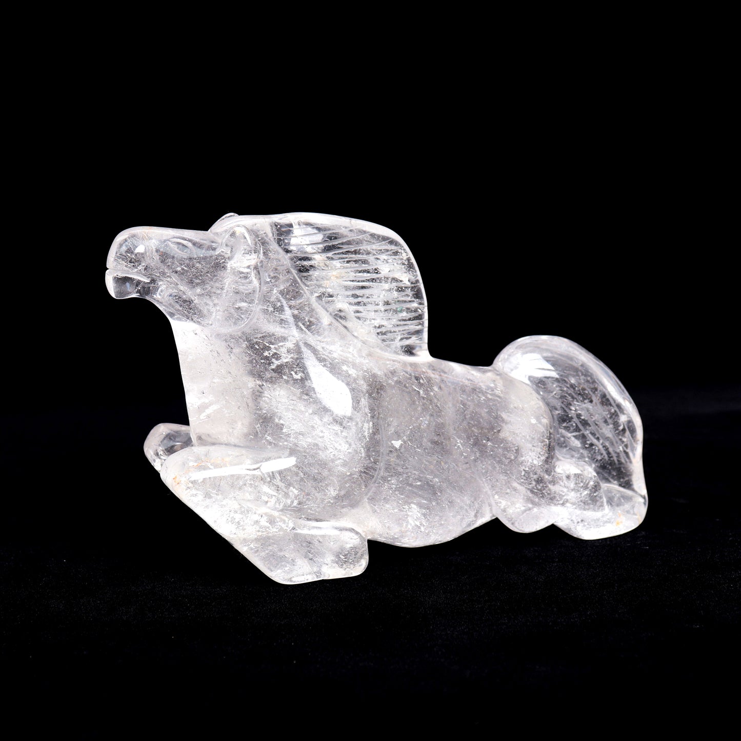 7" Clear Quartz Carved Horse Sculpture Realistic Crystal Healing Quartz Decor