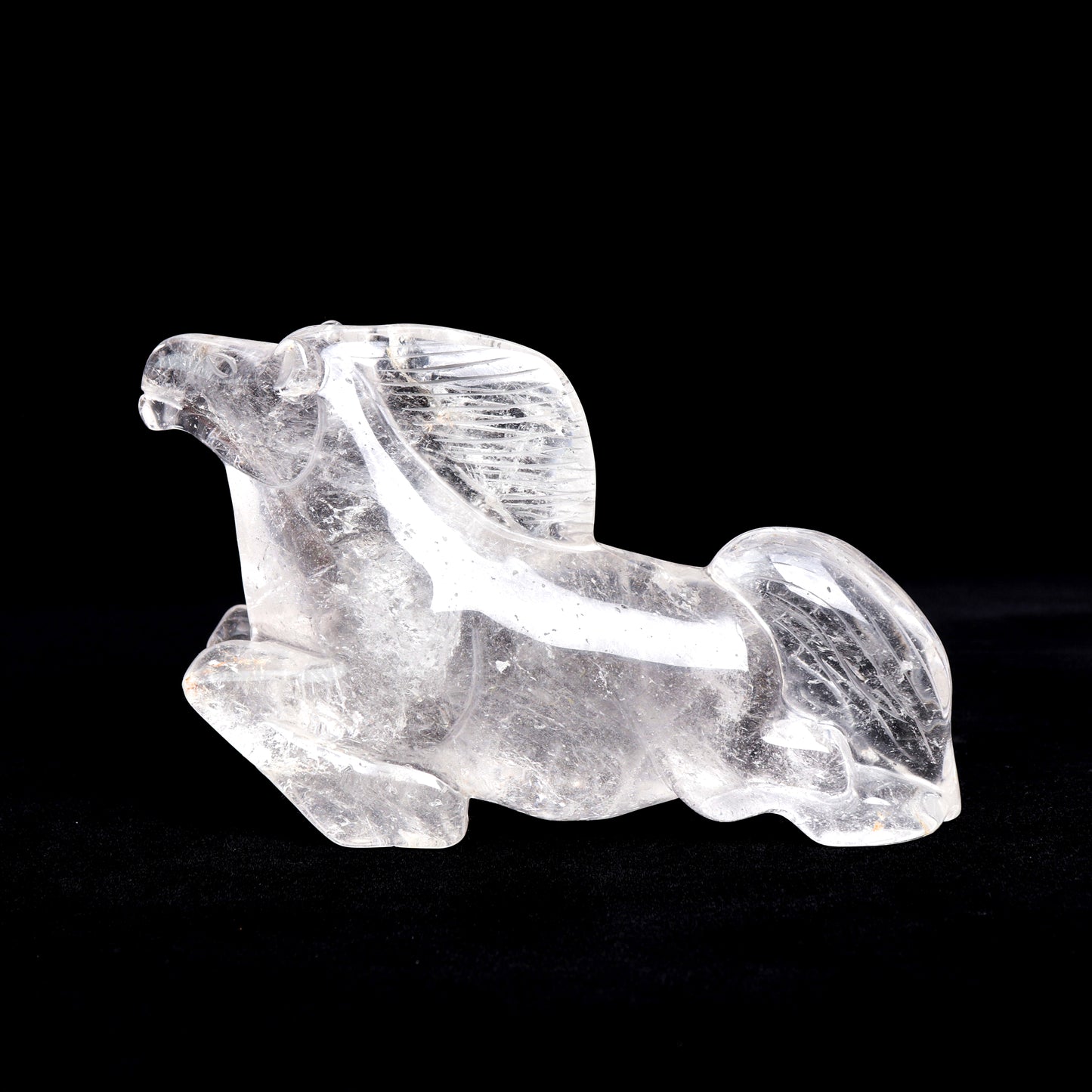 7" Clear Quartz Carved Horse Sculpture Realistic Crystal Healing Quartz Decor