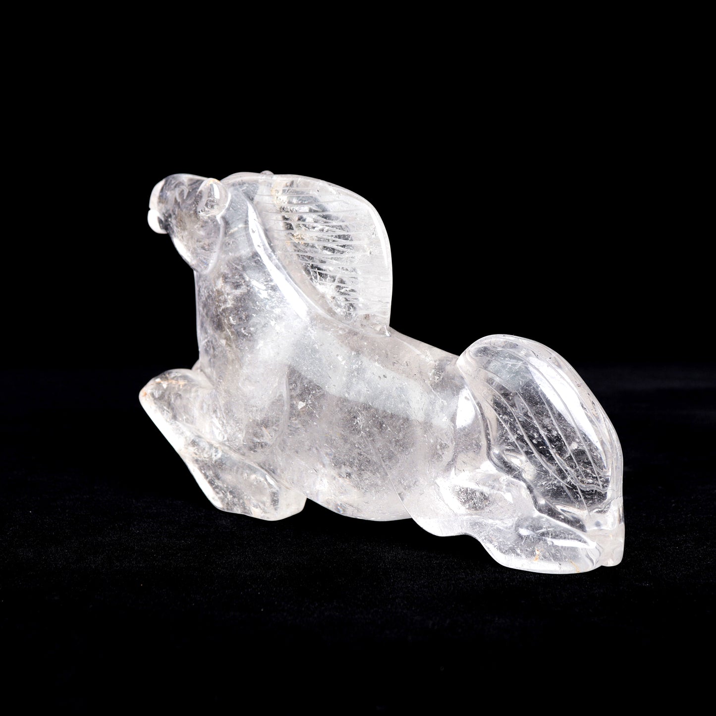 7" Clear Quartz Carved Horse Sculpture Realistic Crystal Healing Quartz Decor