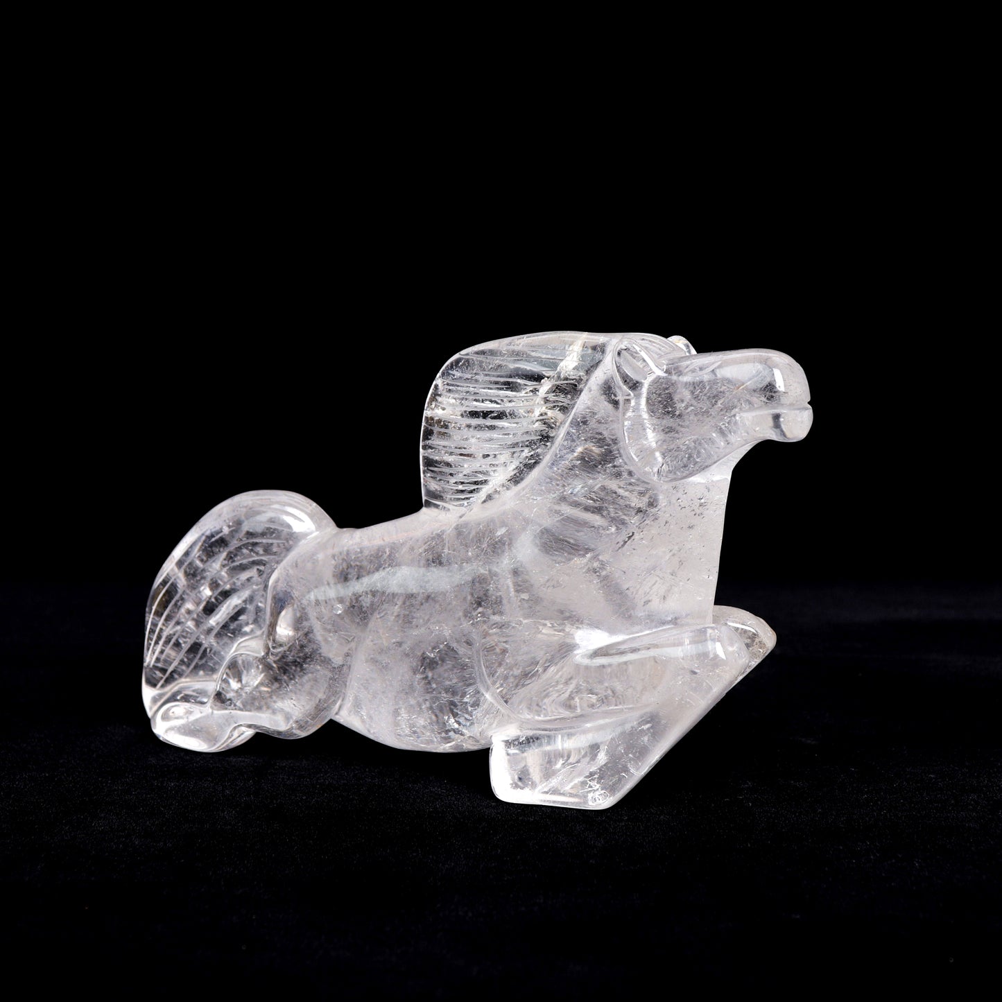 7" Clear Quartz Carved Horse Sculpture Realistic Crystal Healing Quartz Decor
