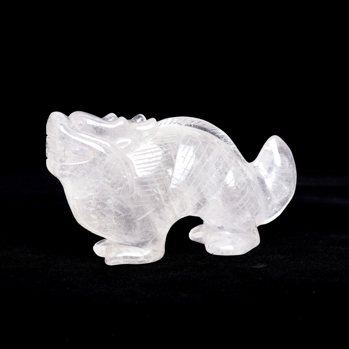 6.5" Clear Quartz Carved Dragon Figurine Realistic Crystal Healing Quartz Decor