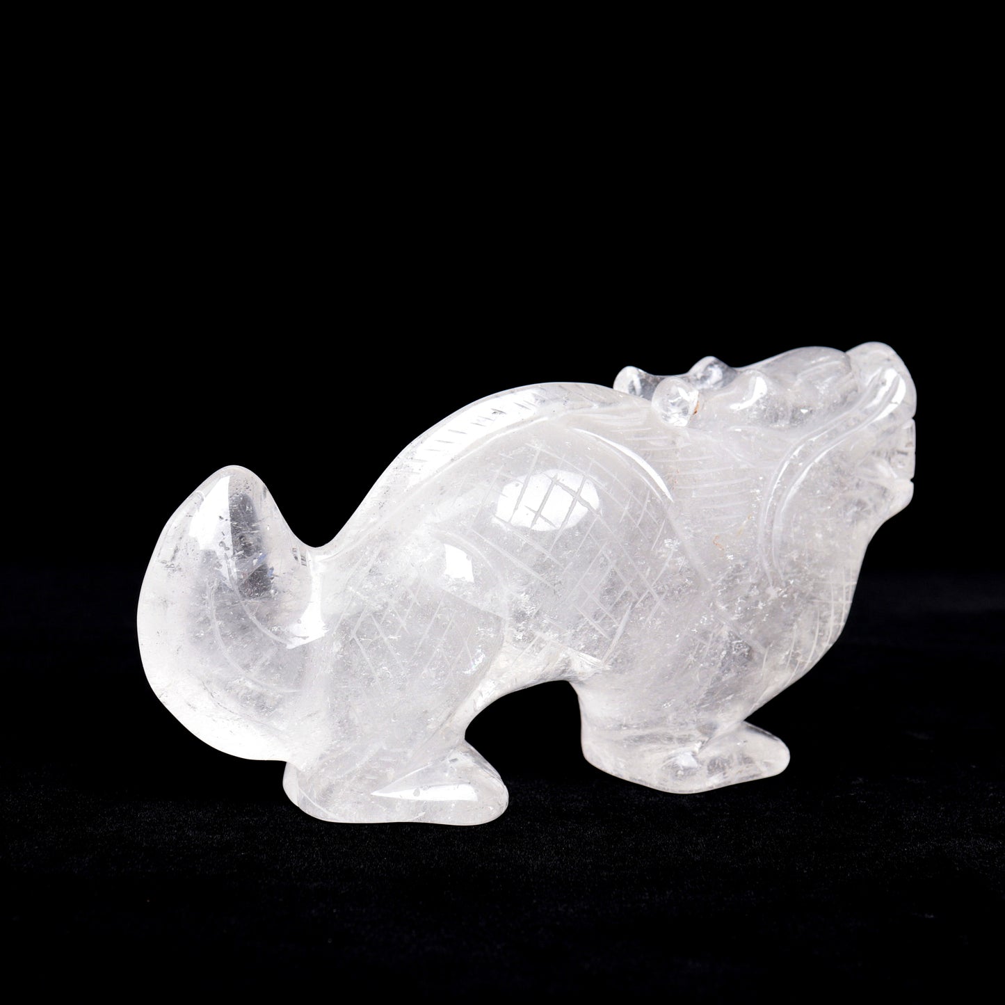 6.5" Clear Quartz Carved Dragon Figurine Realistic Crystal Healing Quartz Decor