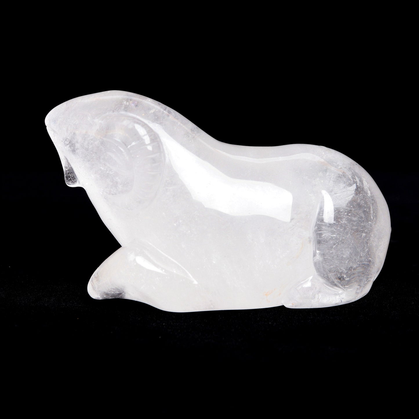 5" Clear Quartz Carved Goat Ram Statue Realistic Crystal Healing Quartz Decor