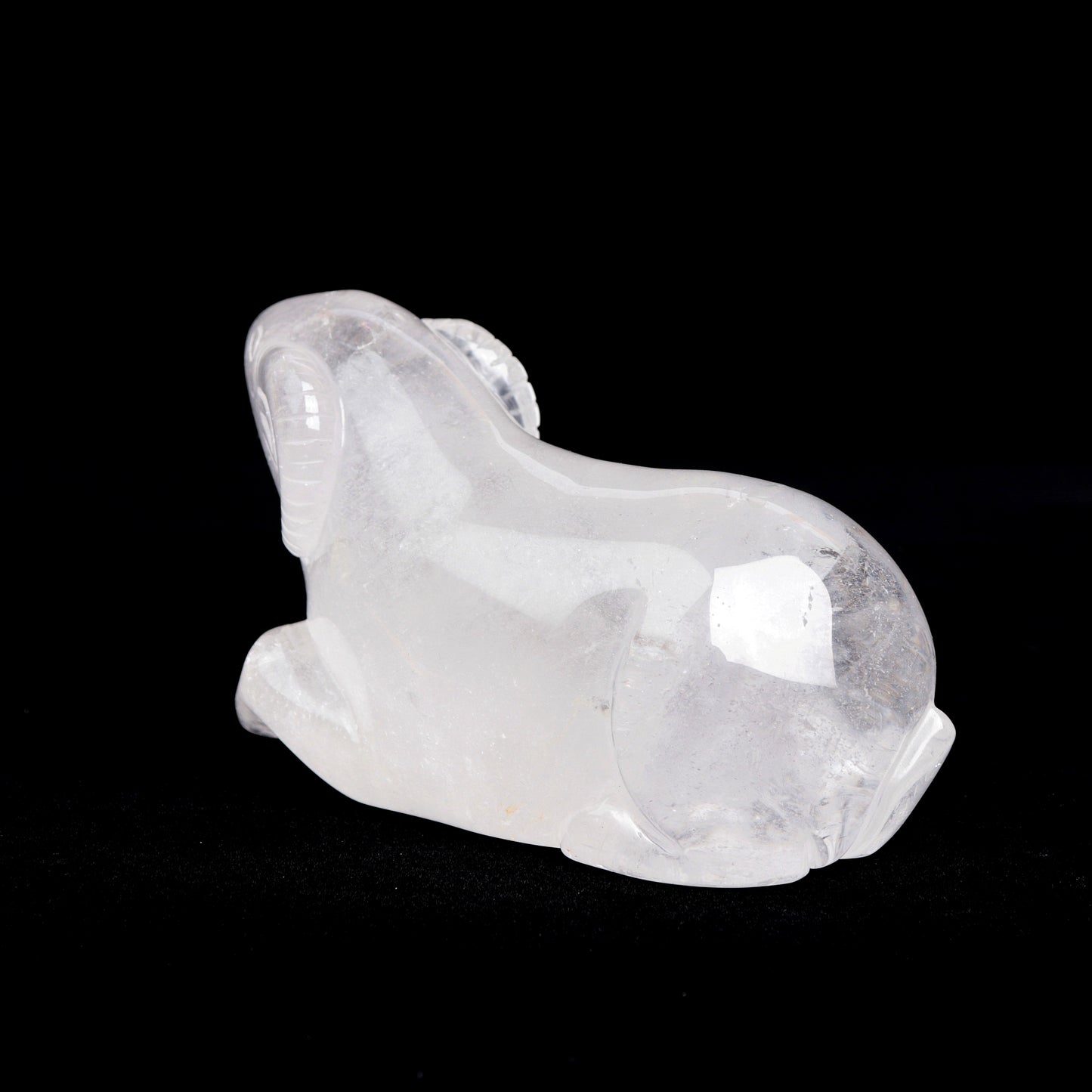 5" Clear Quartz Carved Goat Ram Statue Realistic Crystal Healing Quartz Decor