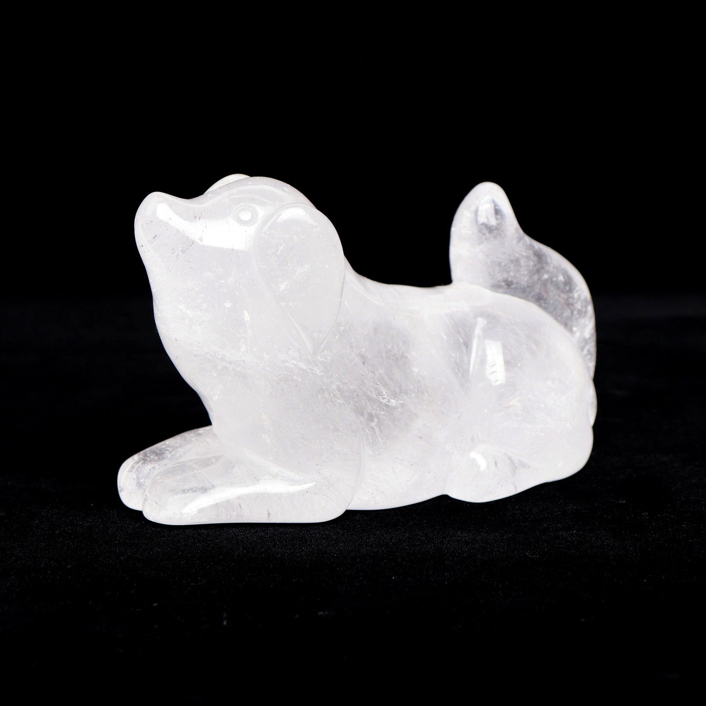 5.5" Clear Quartz Carved Dog Figurine Realistic Crystal Healing Quartz Decor