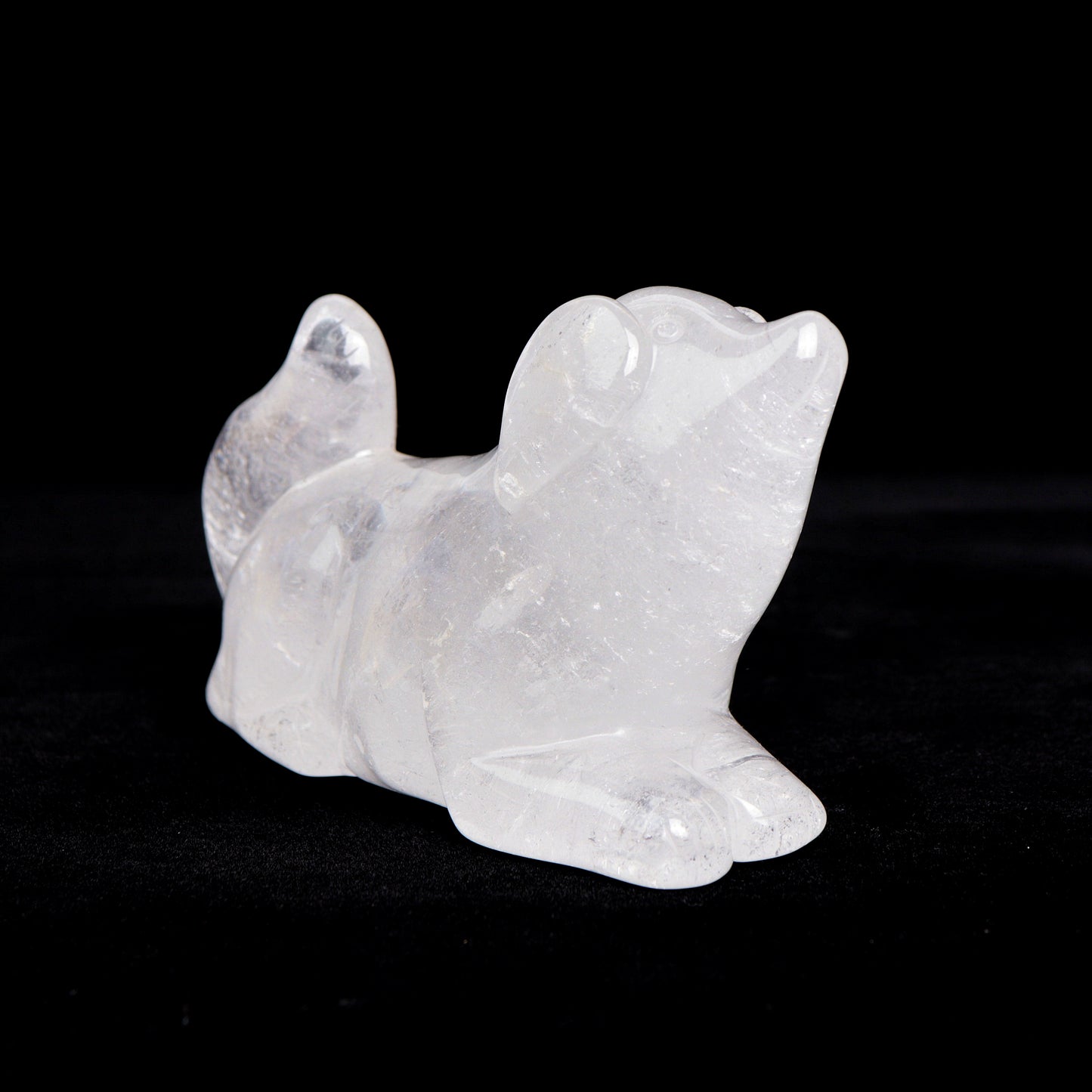5.5" Clear Quartz Carved Dog Figurine Realistic Crystal Healing Quartz Decor
