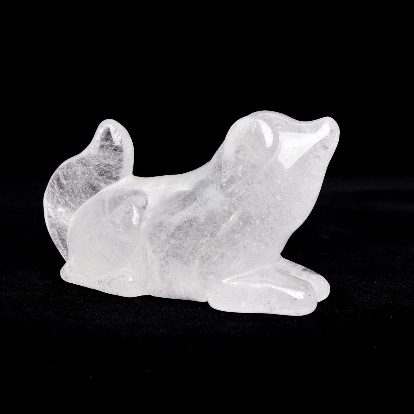 5.5" Clear Quartz Carved Dog Figurine Realistic Crystal Healing Quartz Decor